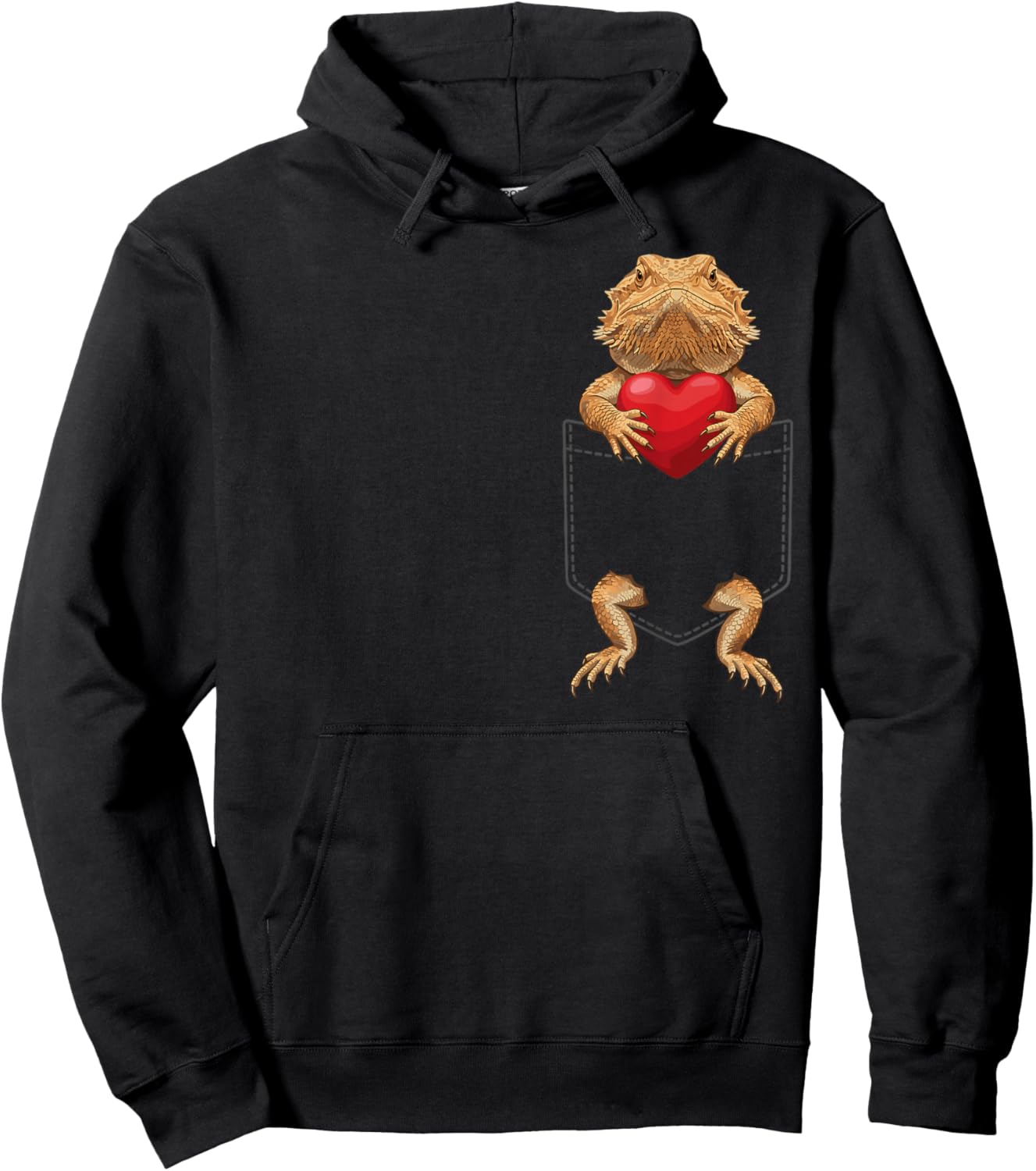 Bearded Dragon in Pocket Reptile Lover Design Valentines Hoodie - Hoodie | Black