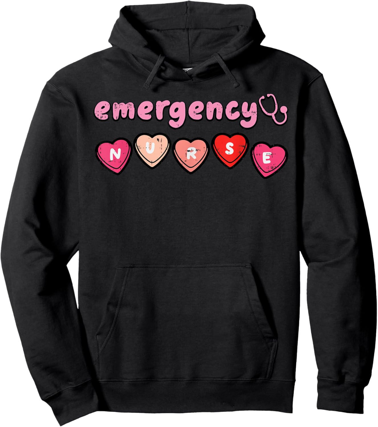 Valentines Day Emergency Nurse ED ER Scrub Top Women Men Hoodie - Hoodie | Black