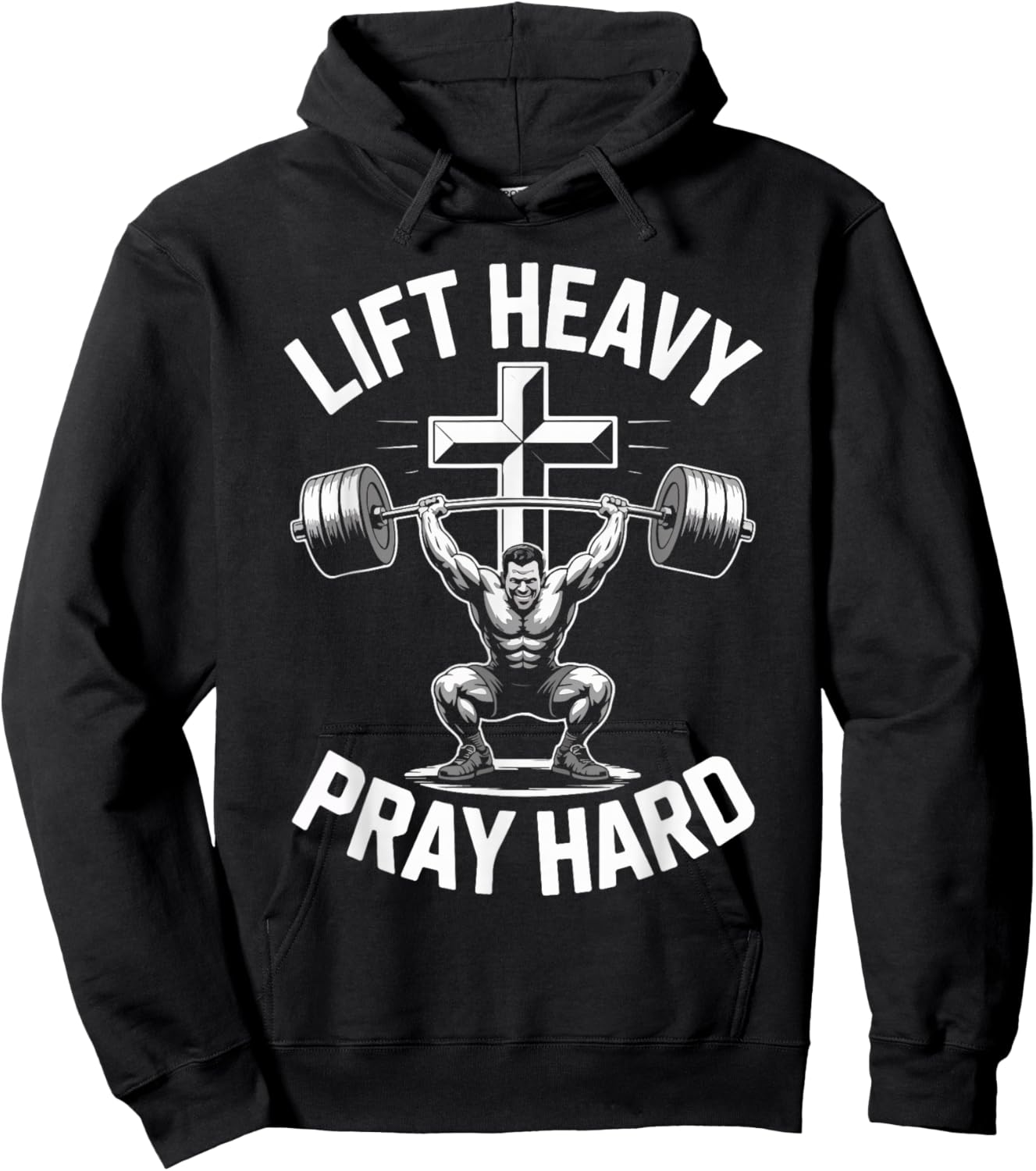 Lift Heavy Pray Hard Bodybuilding Motivation Hoodie - Hoodie | Black