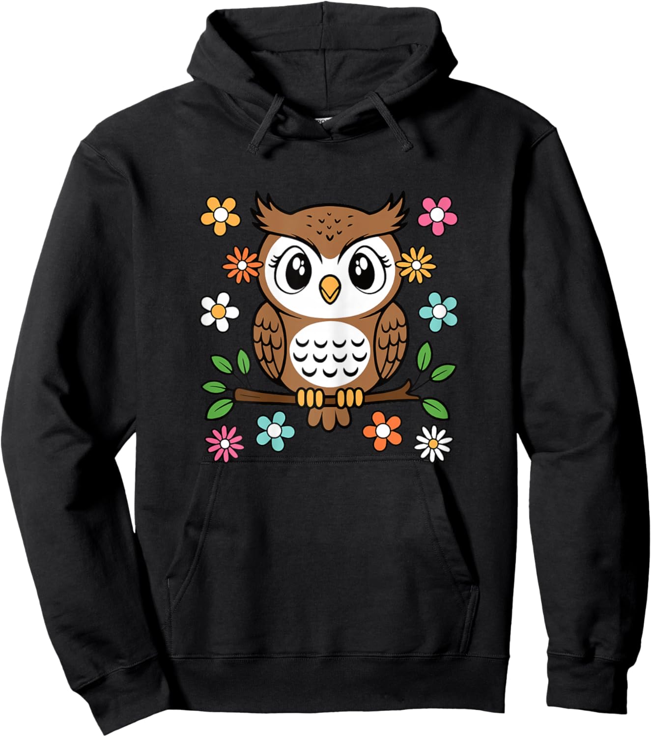 Cute Owl Lover Groovy Kawaii Animal Women Girls Kids Hoodie - Hoodie | Black