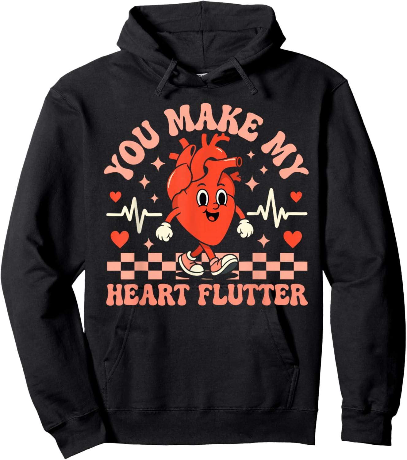 Valentine Nurse Shirt You Make My Heart Flutter Men Women Hoodie - Hoodie | Black