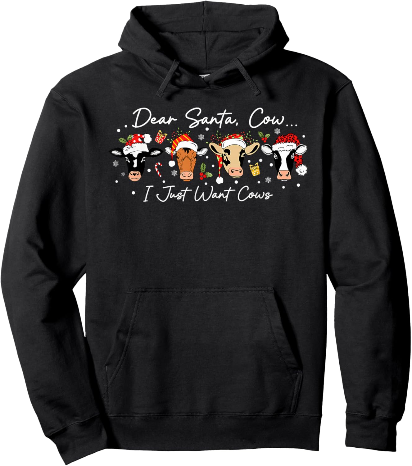 Dear Santa I Just Want Cows Funny Farm Christmas Hoodie - Hoodie | Black