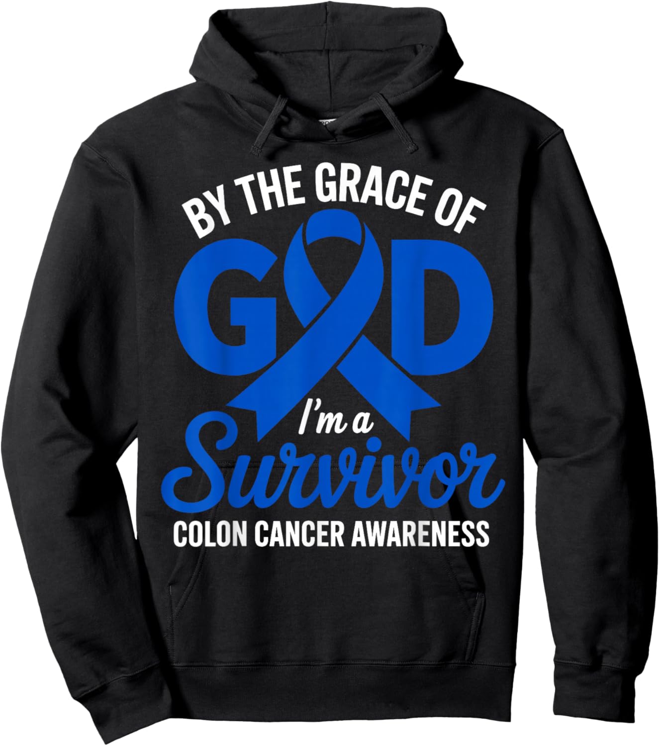 by The Grace of God I'm a Survivor Colon Cancer Awareness Hoodie - Hoodie | Black