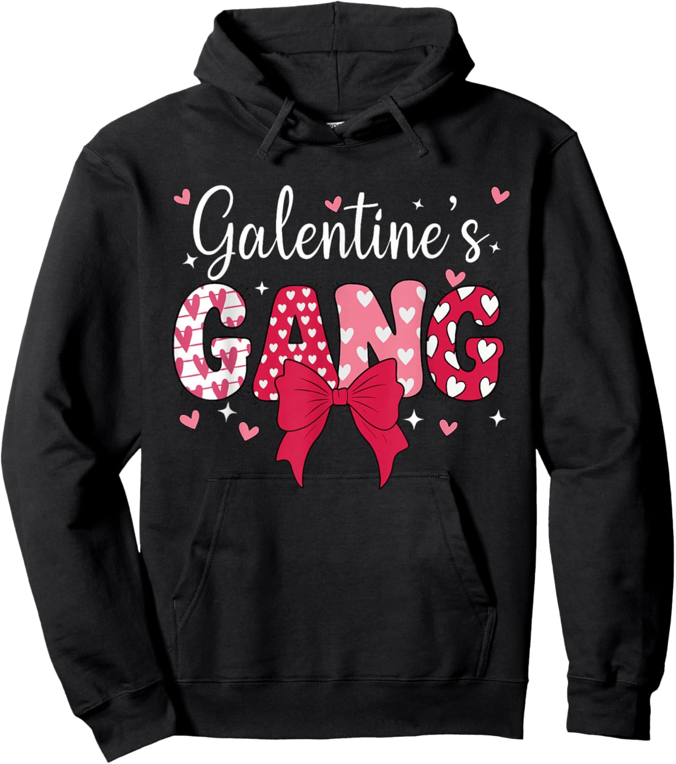 Happy Galentines Day Gang Cute Coquette Bow Galentine 2026 Hoodie - Hoodie | Black