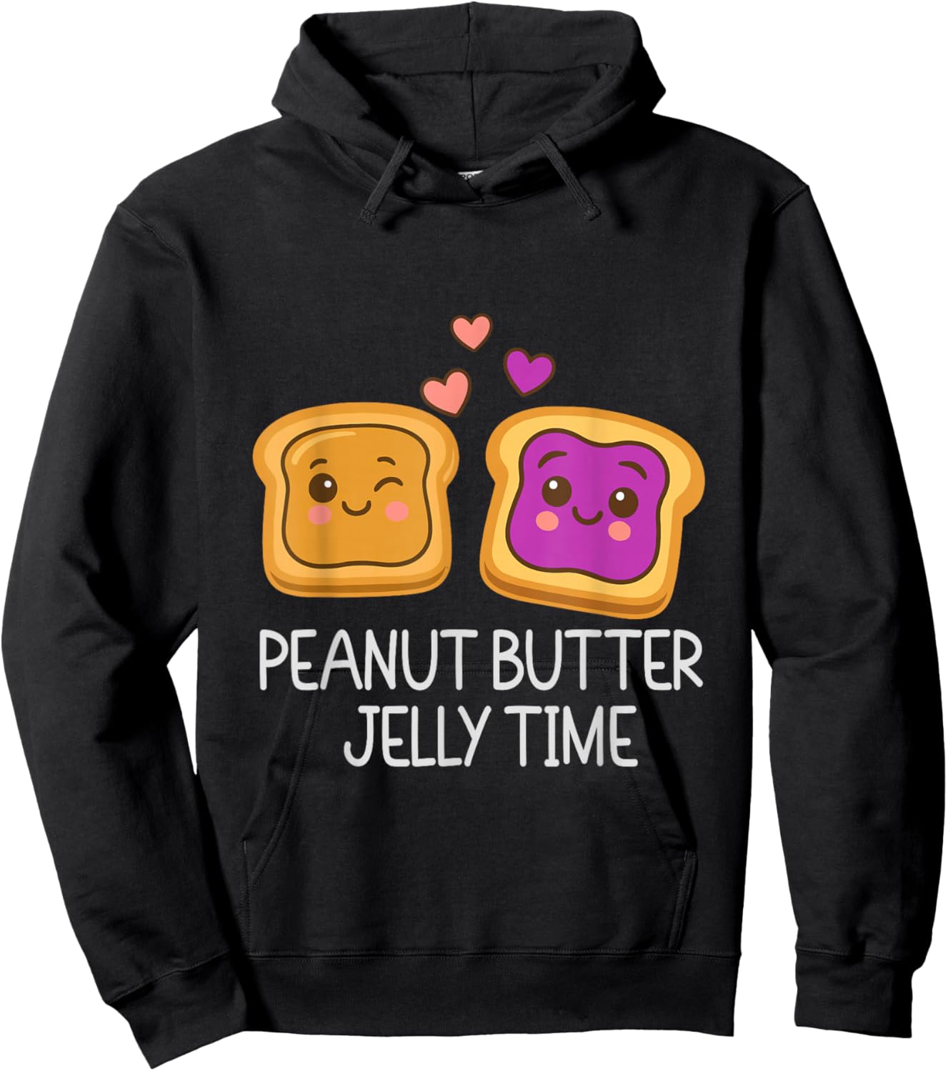 Cute Peanut Butter Jelly Time Kawaii Food Cartoon Humor Hoodie - Hoodie | Black