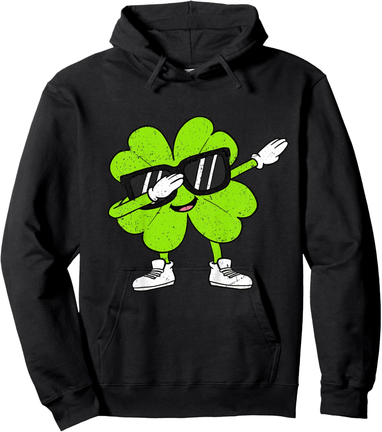 Kids Boys St Patricks Day Toddler Lucky Dabbing Shamrock Clover Hoodie - Hoodie | Black