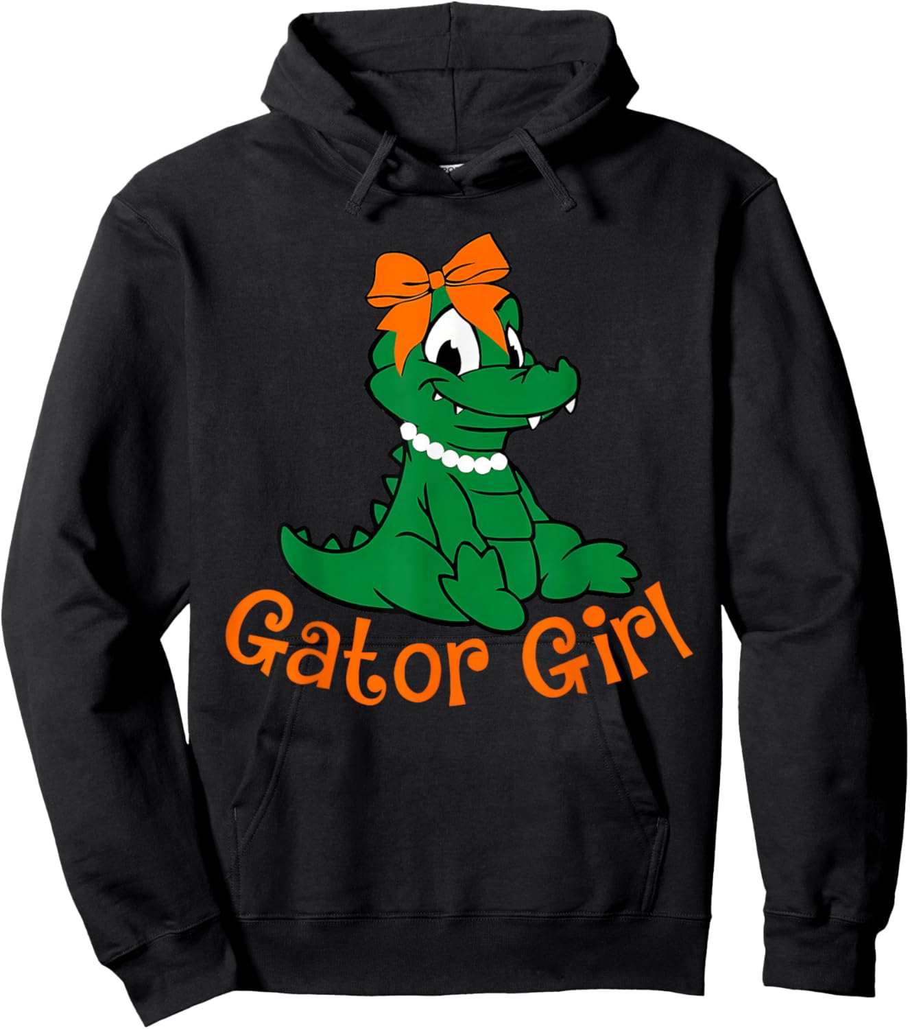 Gator Girl Cute Orange Bow Gator Women Girls Kids Hoodie - Hoodie | Black