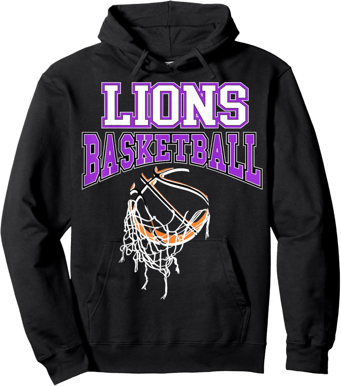 Lions Basketball Mom Purple Lion Pride School Spirit Game Hoodie - Hoodie | Black