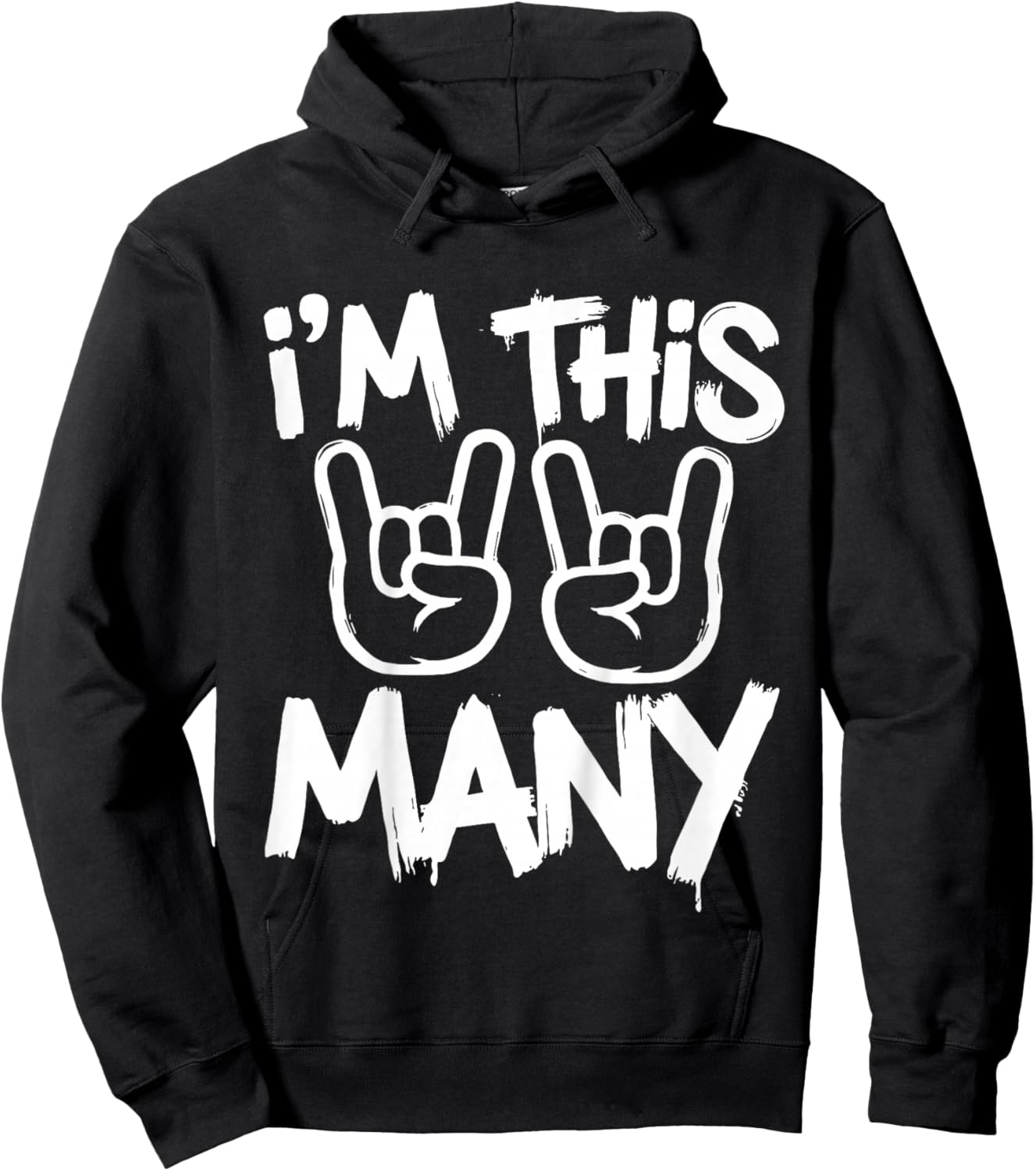 Kids I'm This Many 4th Birthday Rock Hands 4 Year Old Hoodie - Hoodie | Black