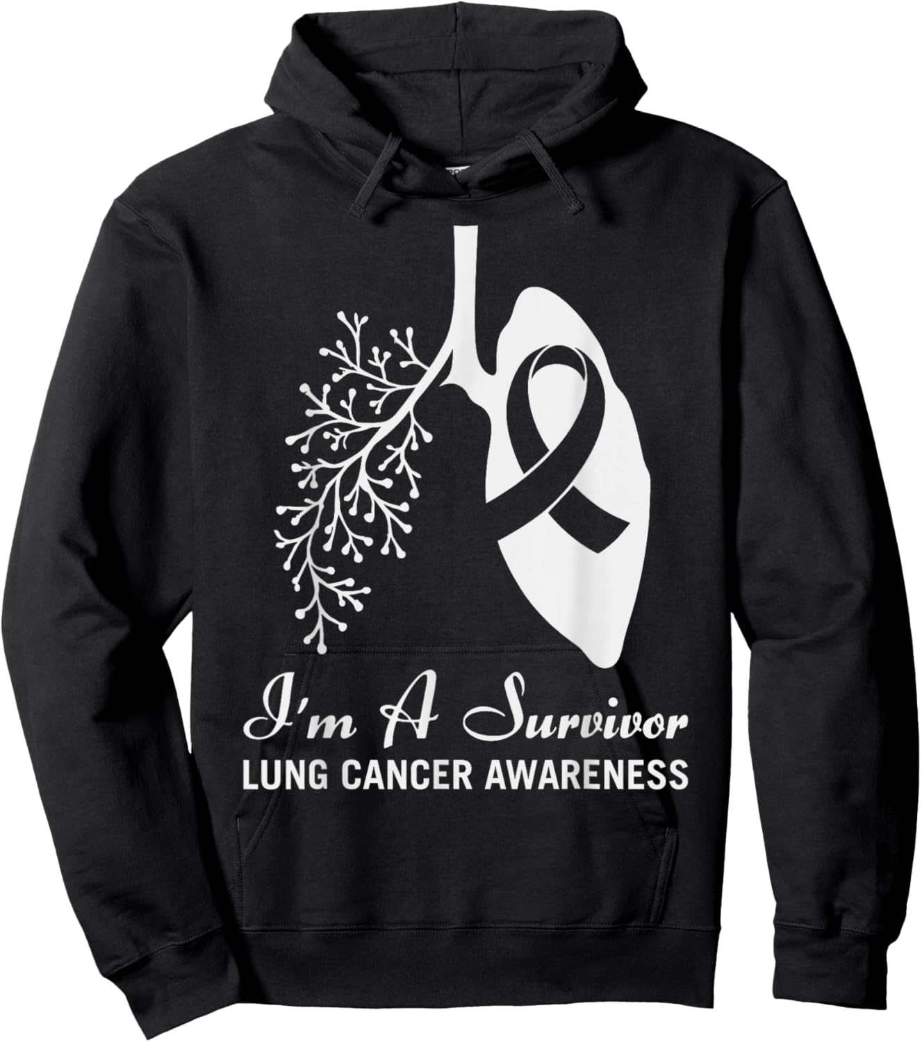Survivor Lung Cancer Month Awareness White Ribbon Support Hoodie - Hoodie | Black
