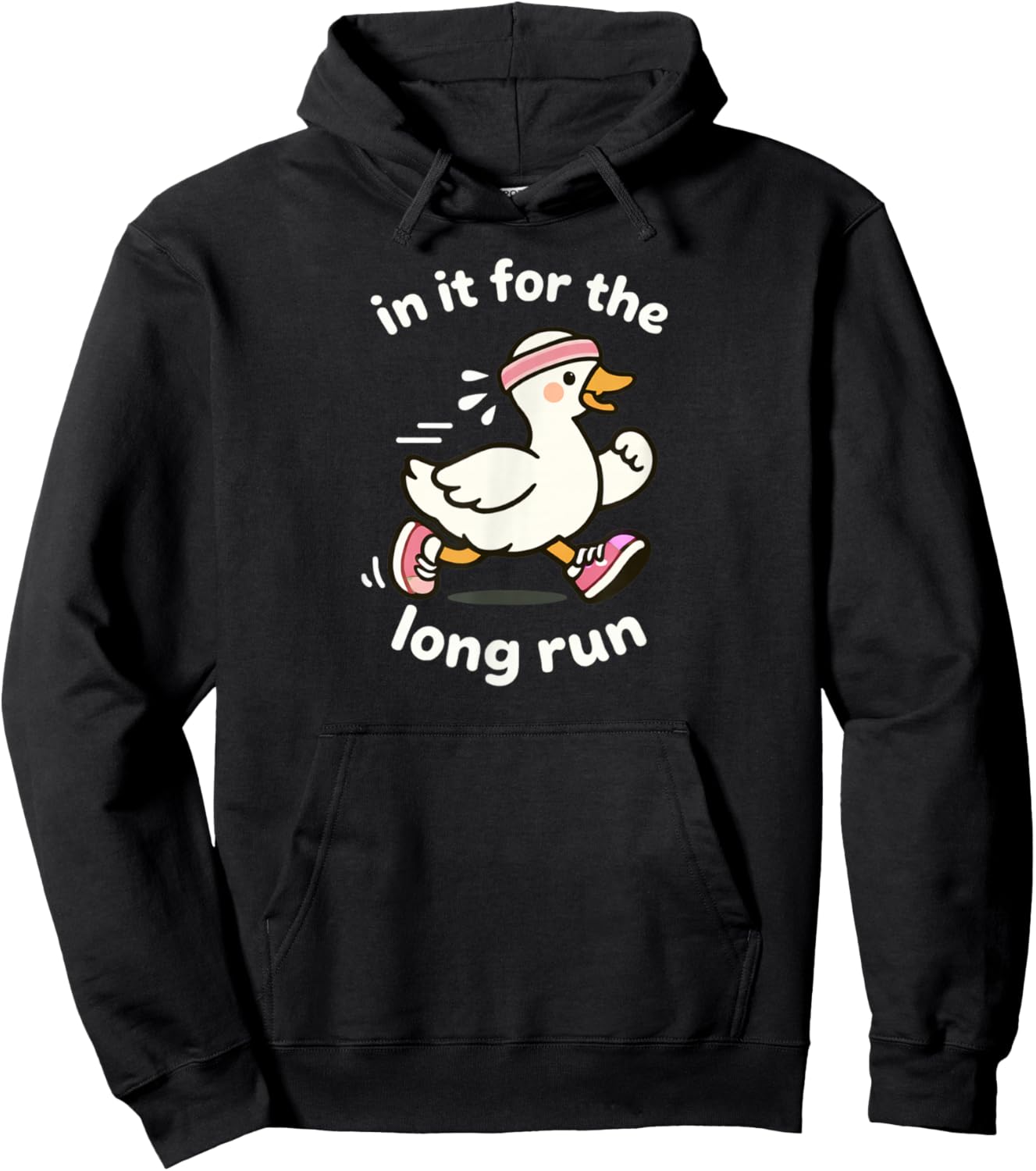 Running Goose Cute Cartoon Duck Long Run Fitness Humorous Hoodie - Hoodie | Black