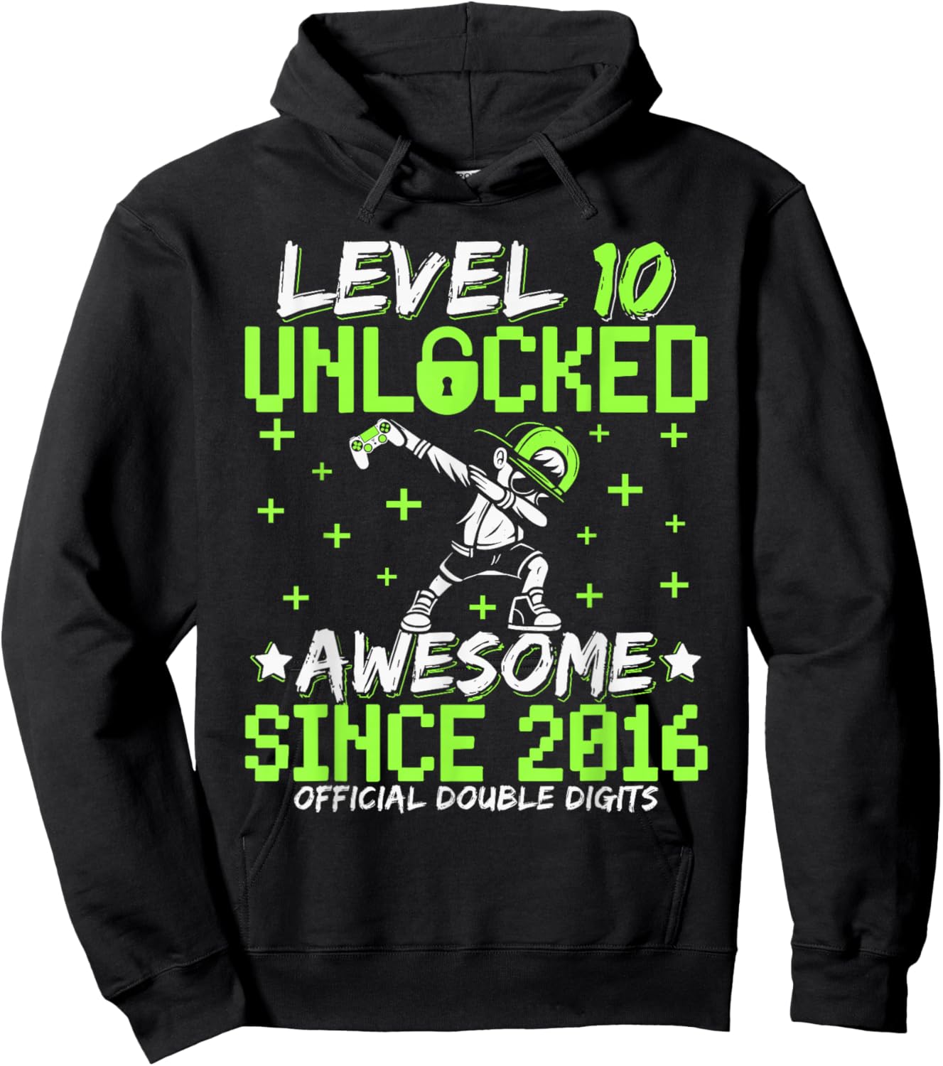 Level 10 Unlocked Awesome Since 2016 10th Birthday Gamer Boy Hoodie - Hoodie | Black