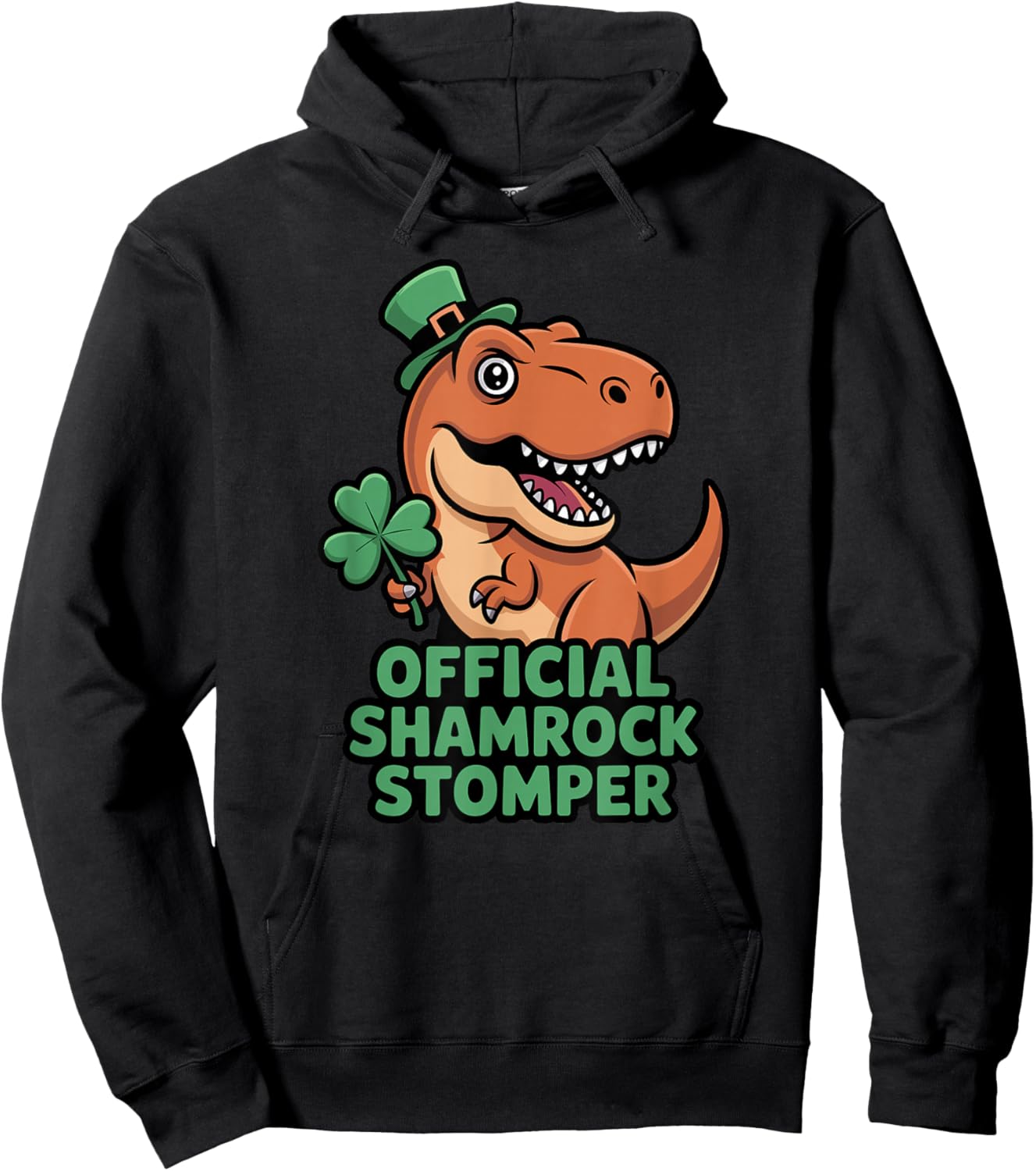 Official Shamrock Stomper St Patricks Day T-Rex Dinosaur Boy Hoodie - Hoodie | Black