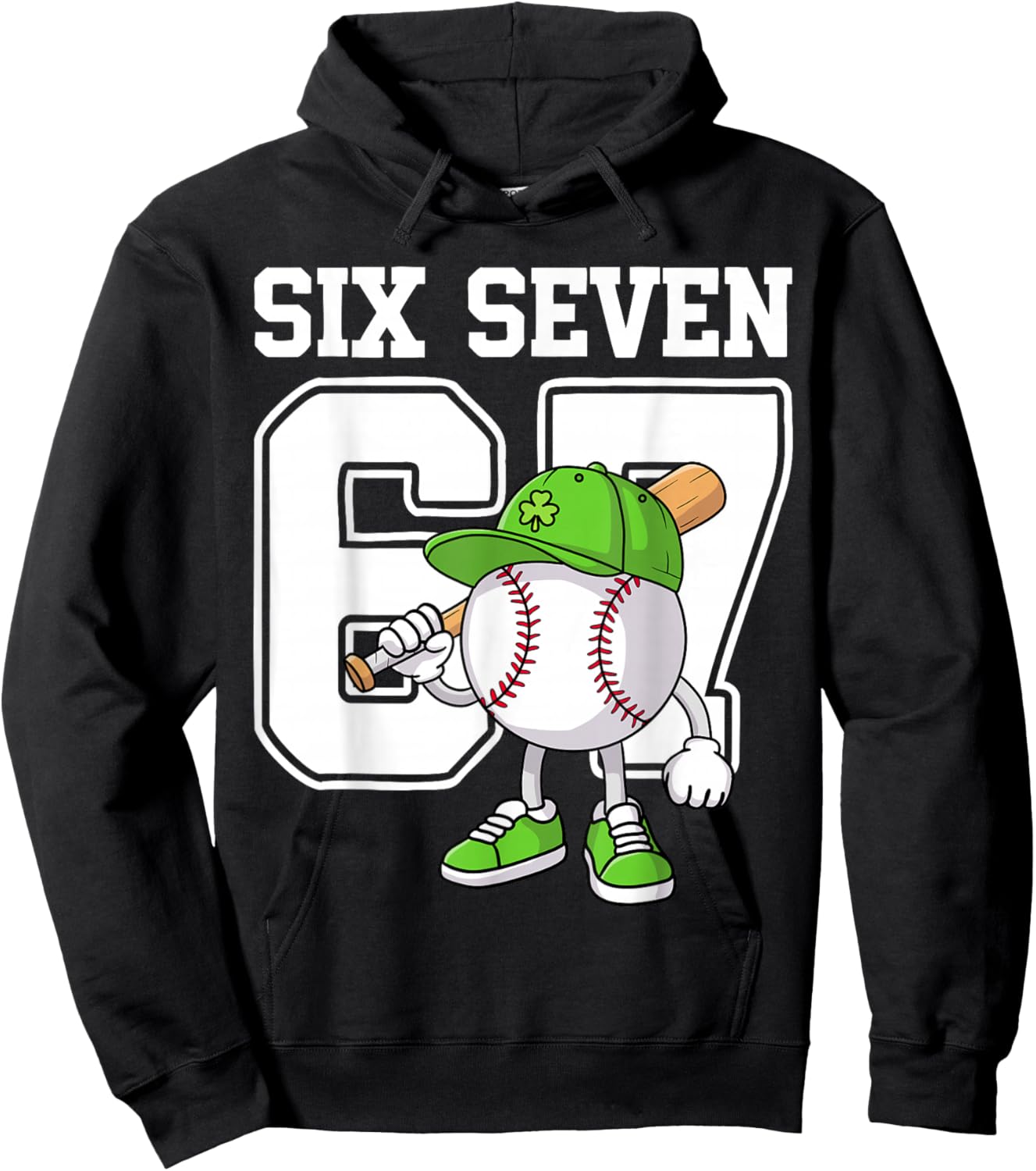 Boys St Patricks Day 67 Six Seven Baseball Ice Cream Drip Hoodie - Hoodie | Black