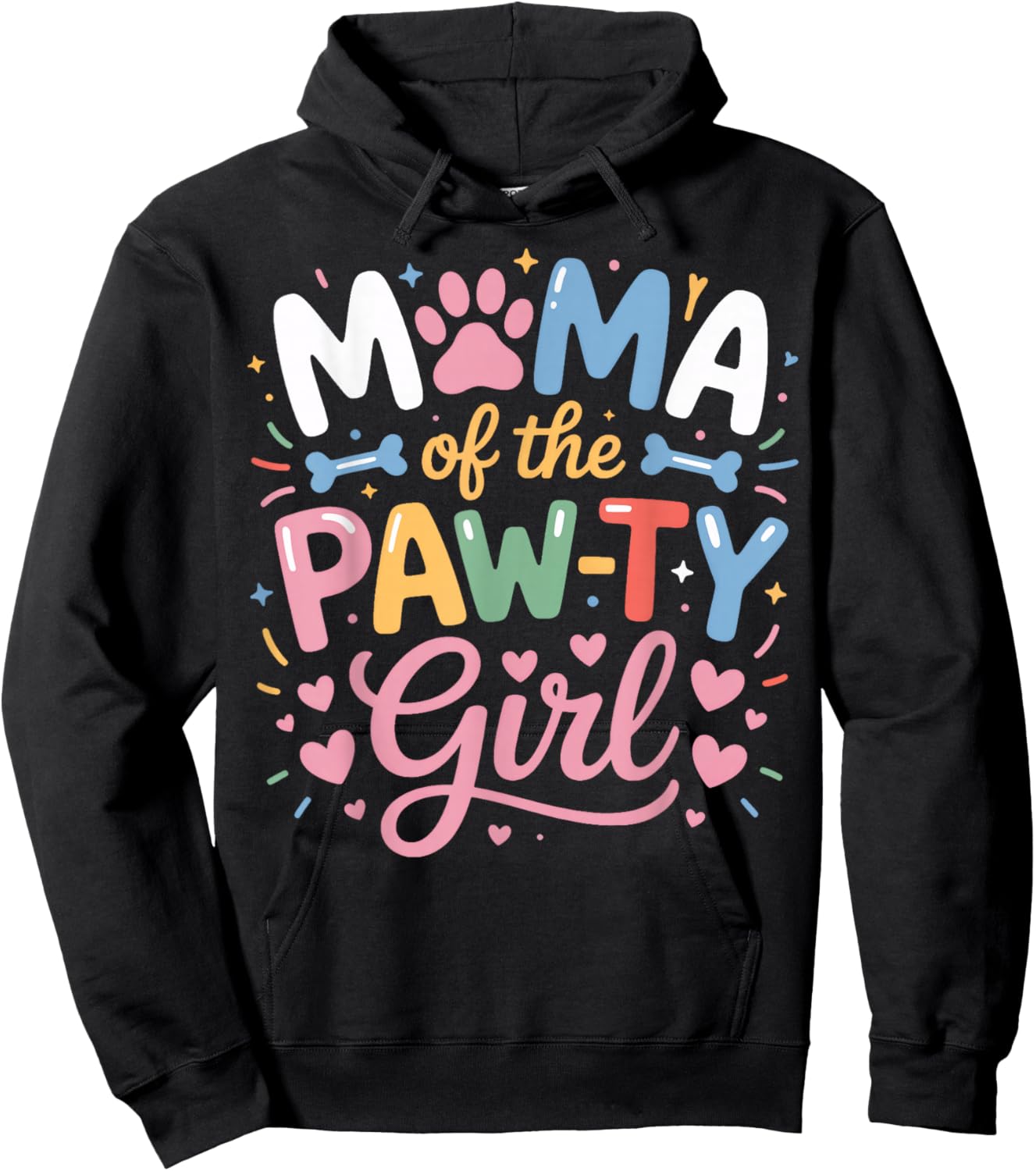 Dog Mom Mama of The Pawty Girl Cute Pup Lover Hoodie - Hoodie | Black