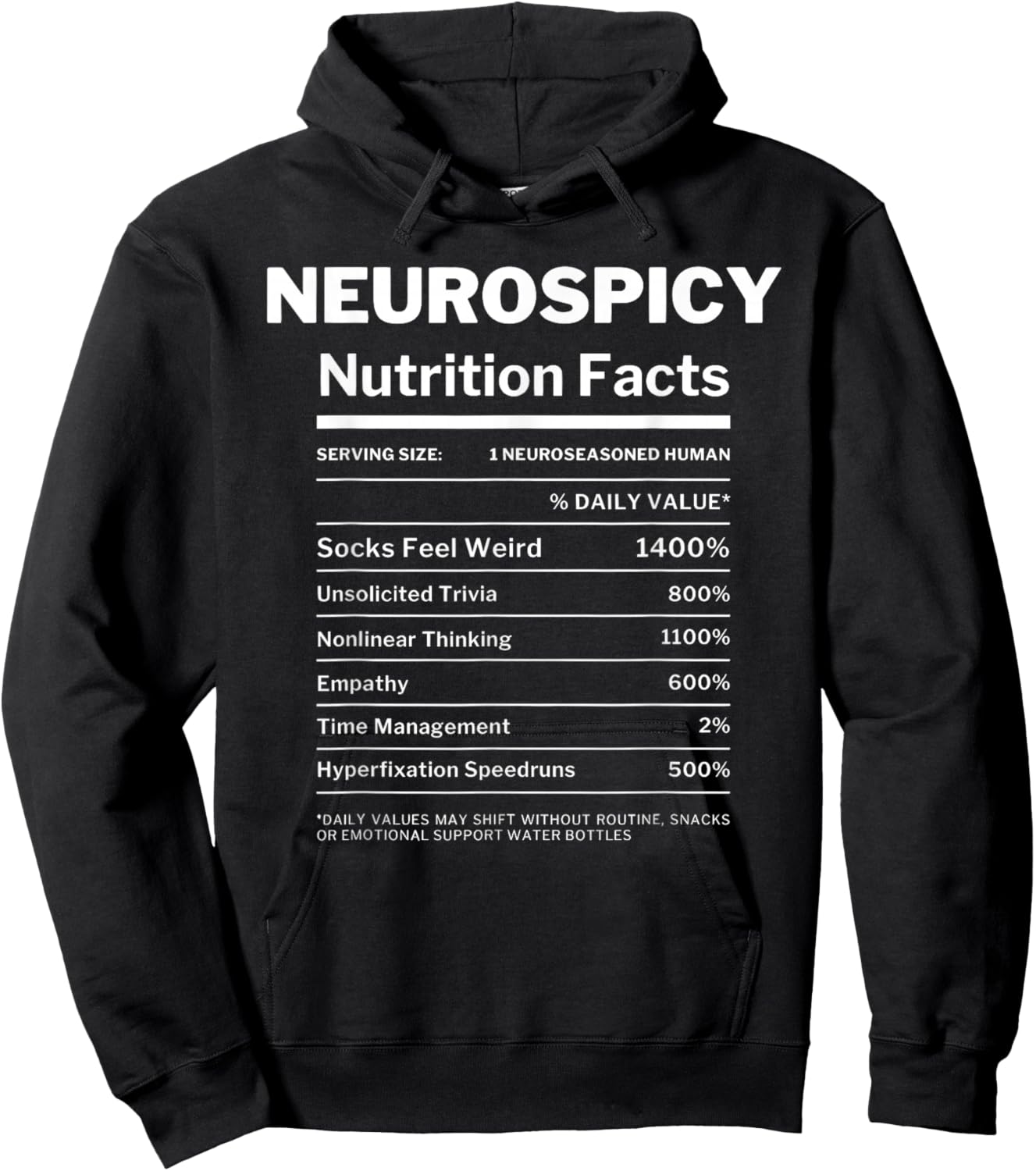 Neurospicy Nutrition Facts Autism Awareness Autistic Puzzle Hoodie - Hoodie | Black