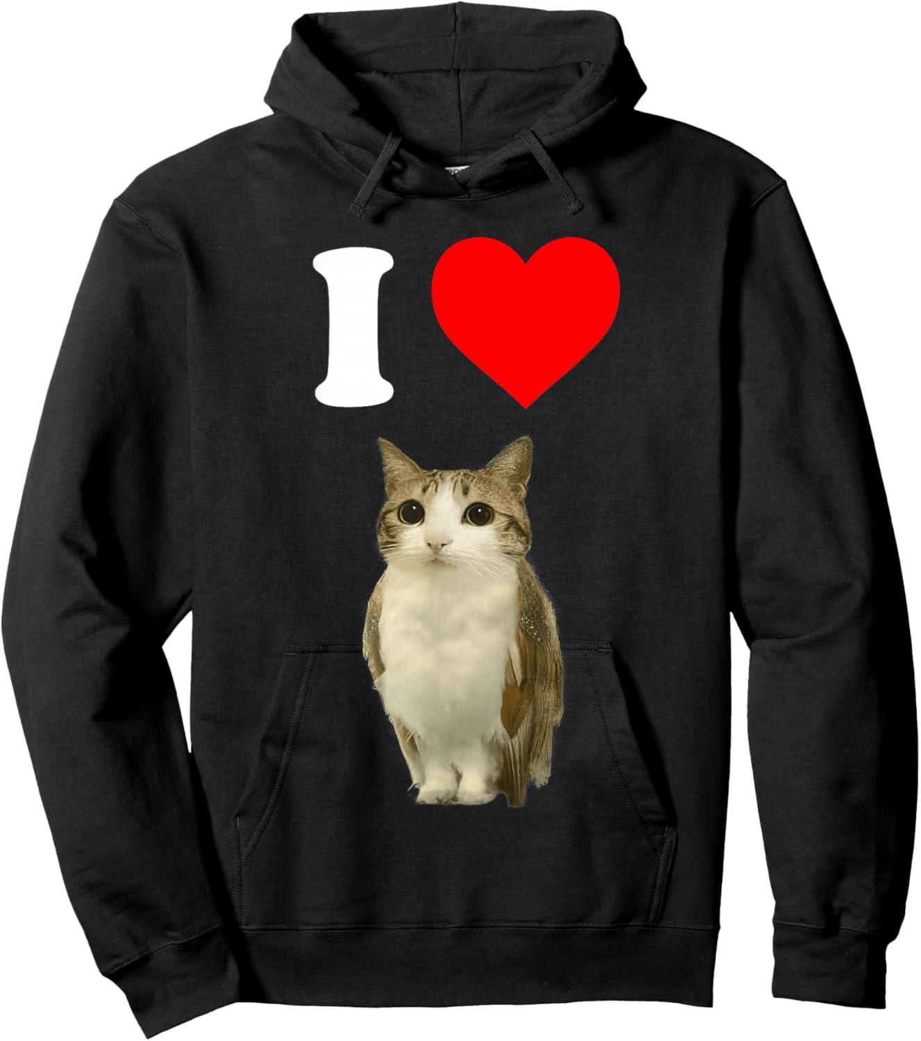 I Love Meowl Funny Cursed Cute Cat Owl Meme Brain Rot Silly Hoodie - Hoodie | Black