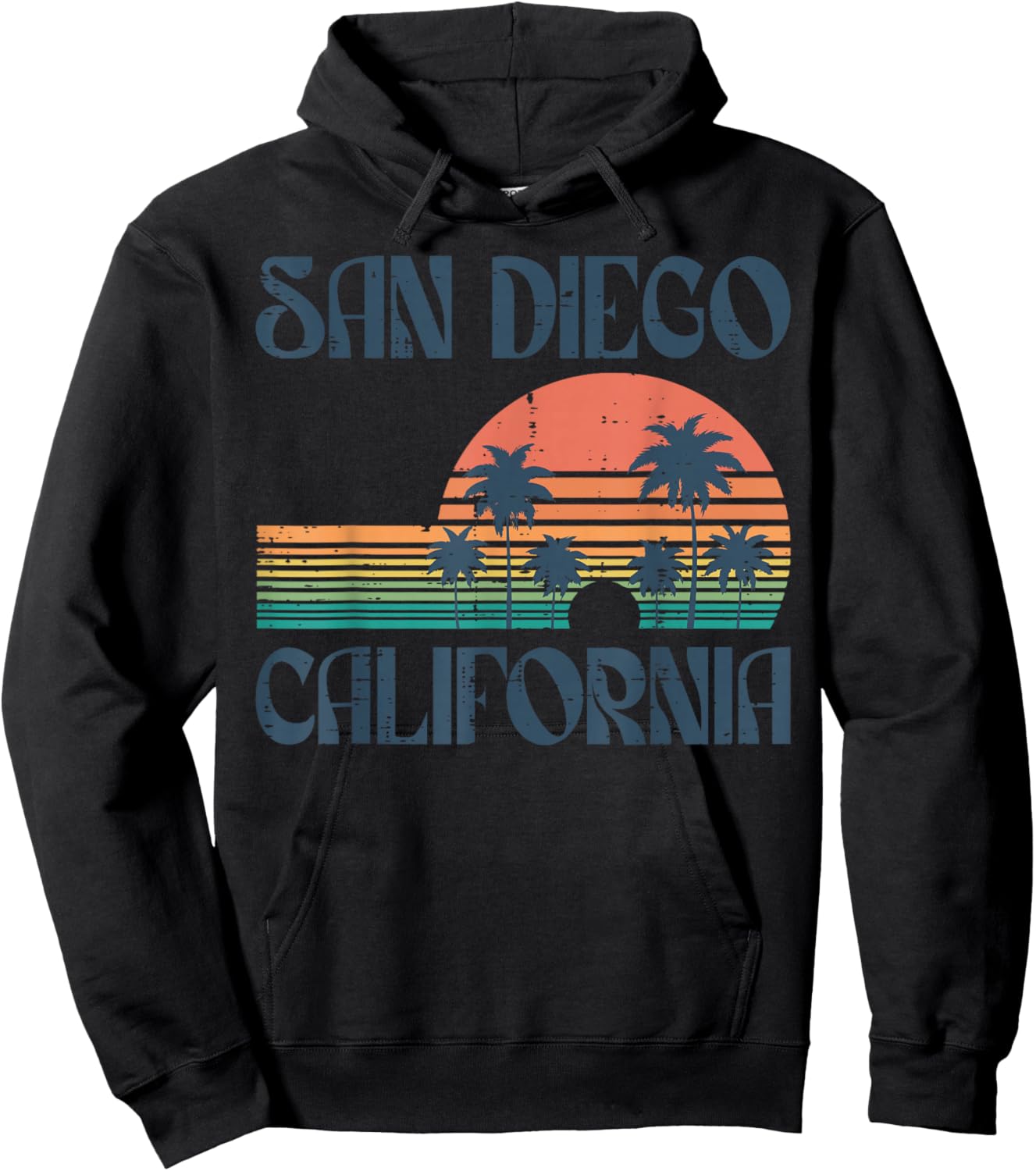 Vacation San Diego California Sunset Retro Men Women Kids Hoodie - Hoodie | Black