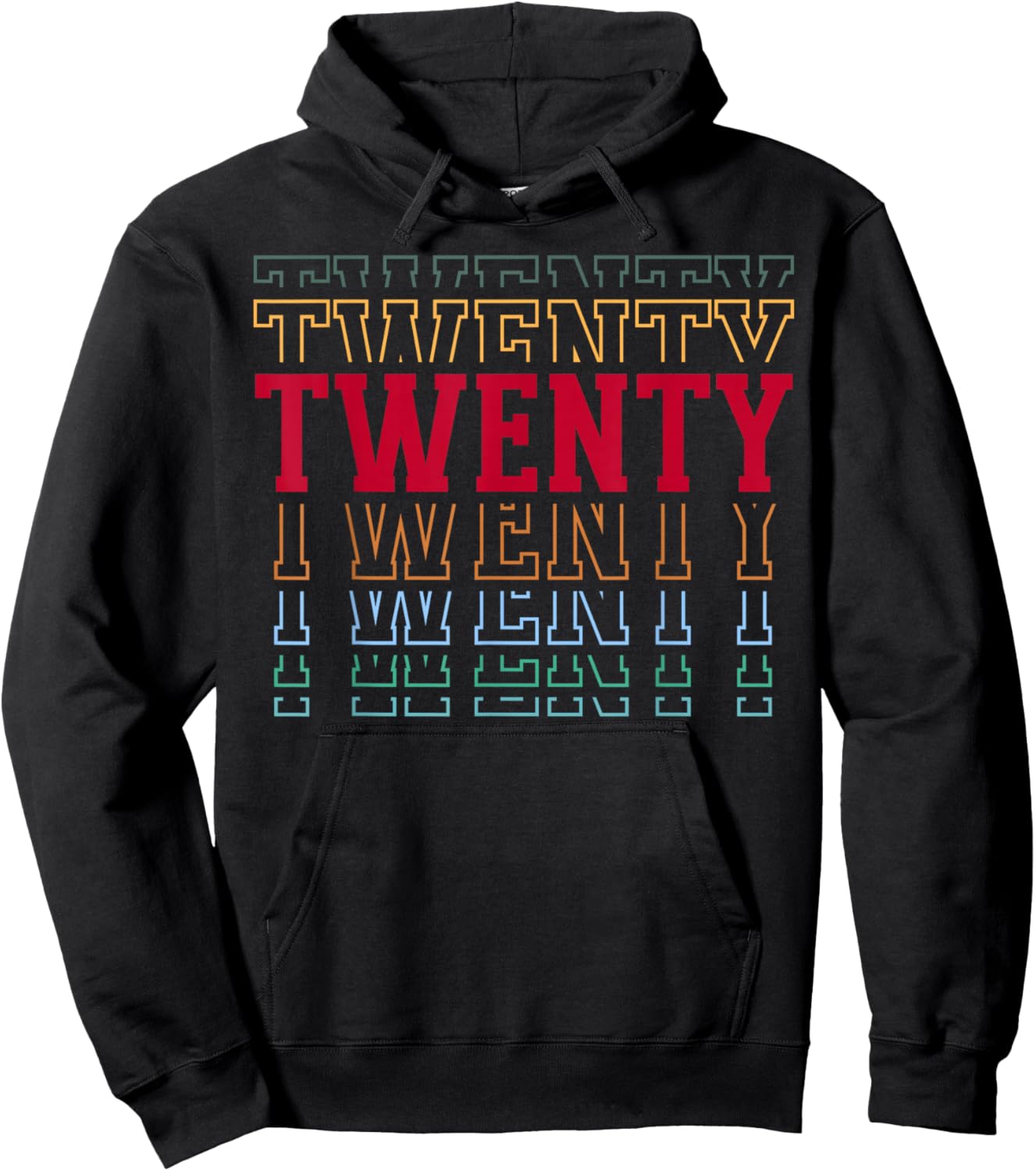 Twenty 20th Birthday Retro Layered Text 20 Year Old Hoodie - Hoodie | Black