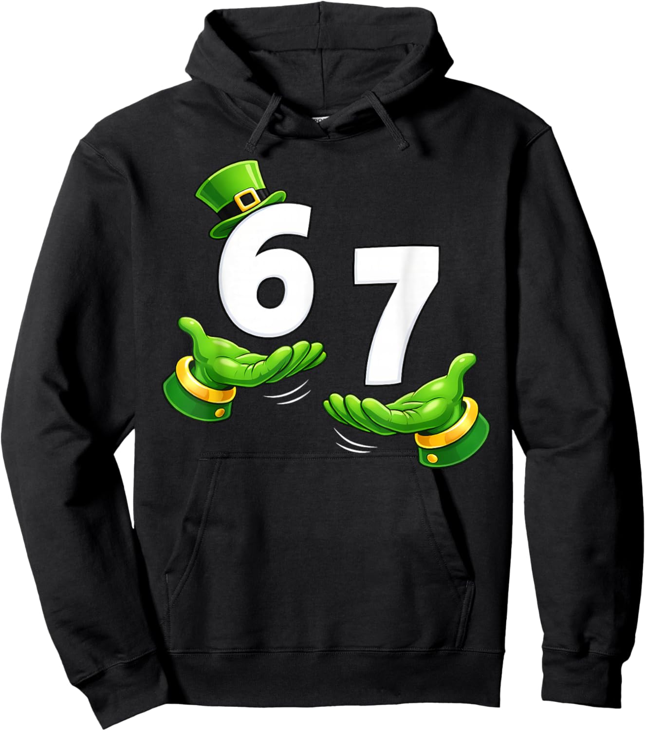 Six Seven 67 St Patricks Day 6 7 Shamrock Boys Kids 6-7 Meme Hoodie - Hoodie | Black