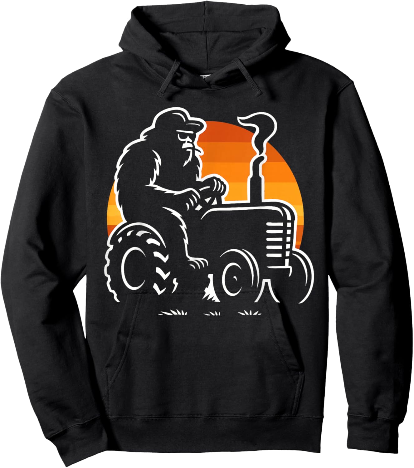 Funny Bigfoot Farmer Tractor Farming Farm Men Boys Hoodie - Hoodie | Black
