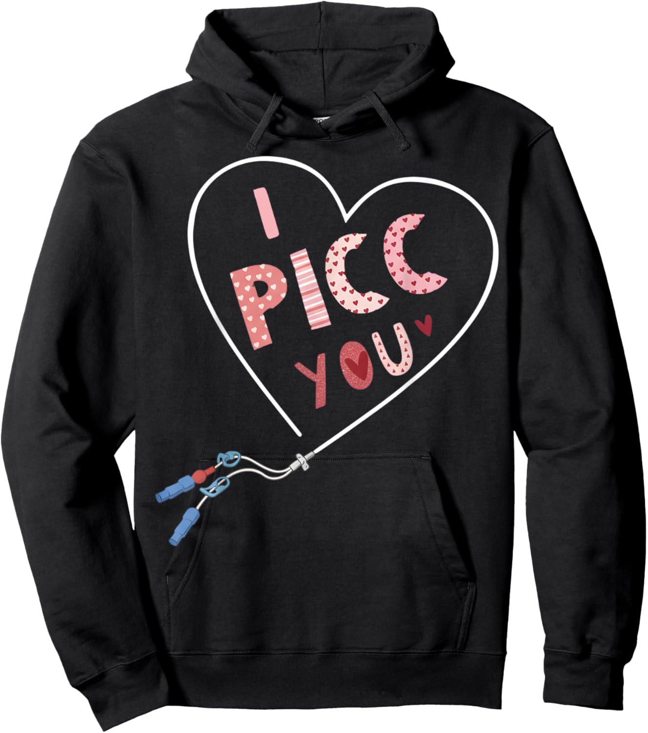 Picc Nurse Valentine S Day Cute Vday Heart Vat Team Vascular Hoodie - Hoodie | Black