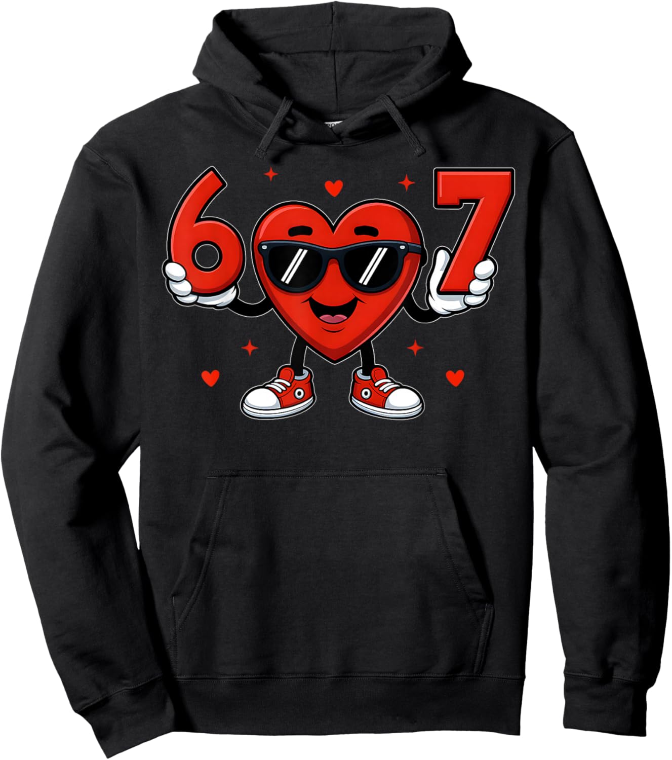 Six Seven 67 Gen Alpha Slang Valentines Day Heart 67 Meme Hoodie - Hoodie | Black