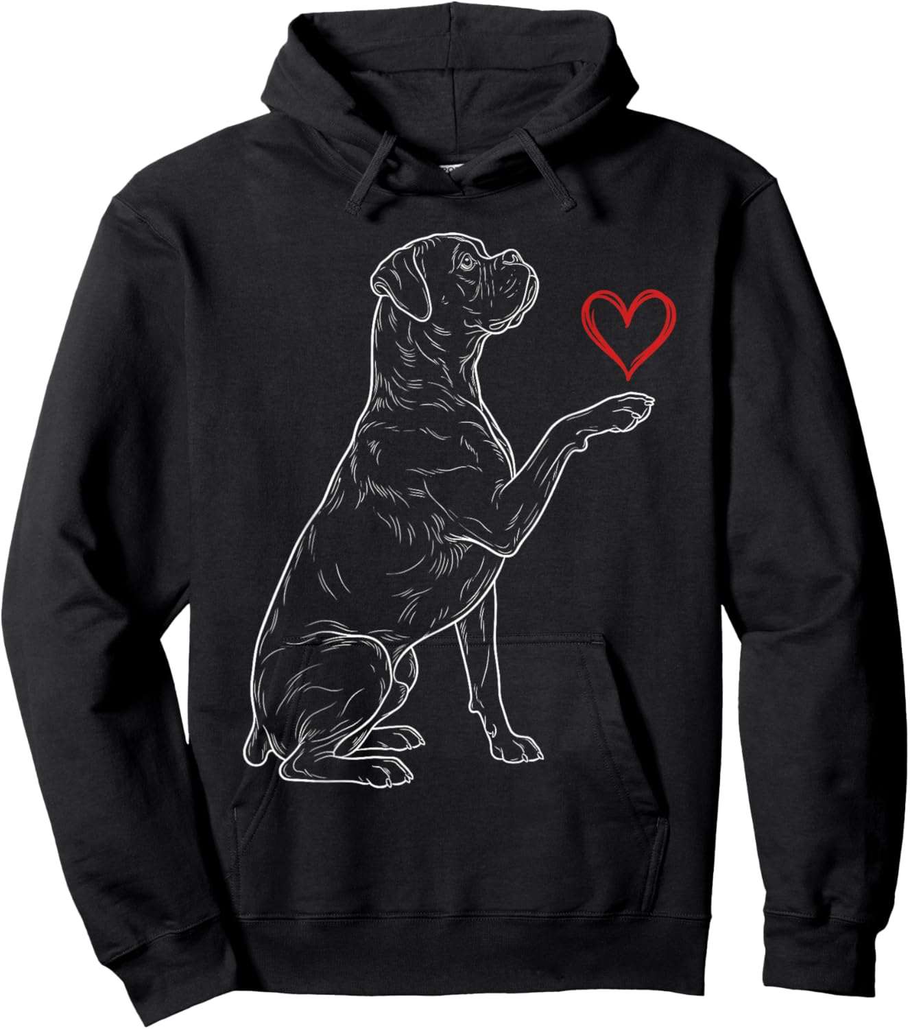 Boxer Lover Dog Art Boxer Holding Heart Valentines Hoodie - Hoodie | Black