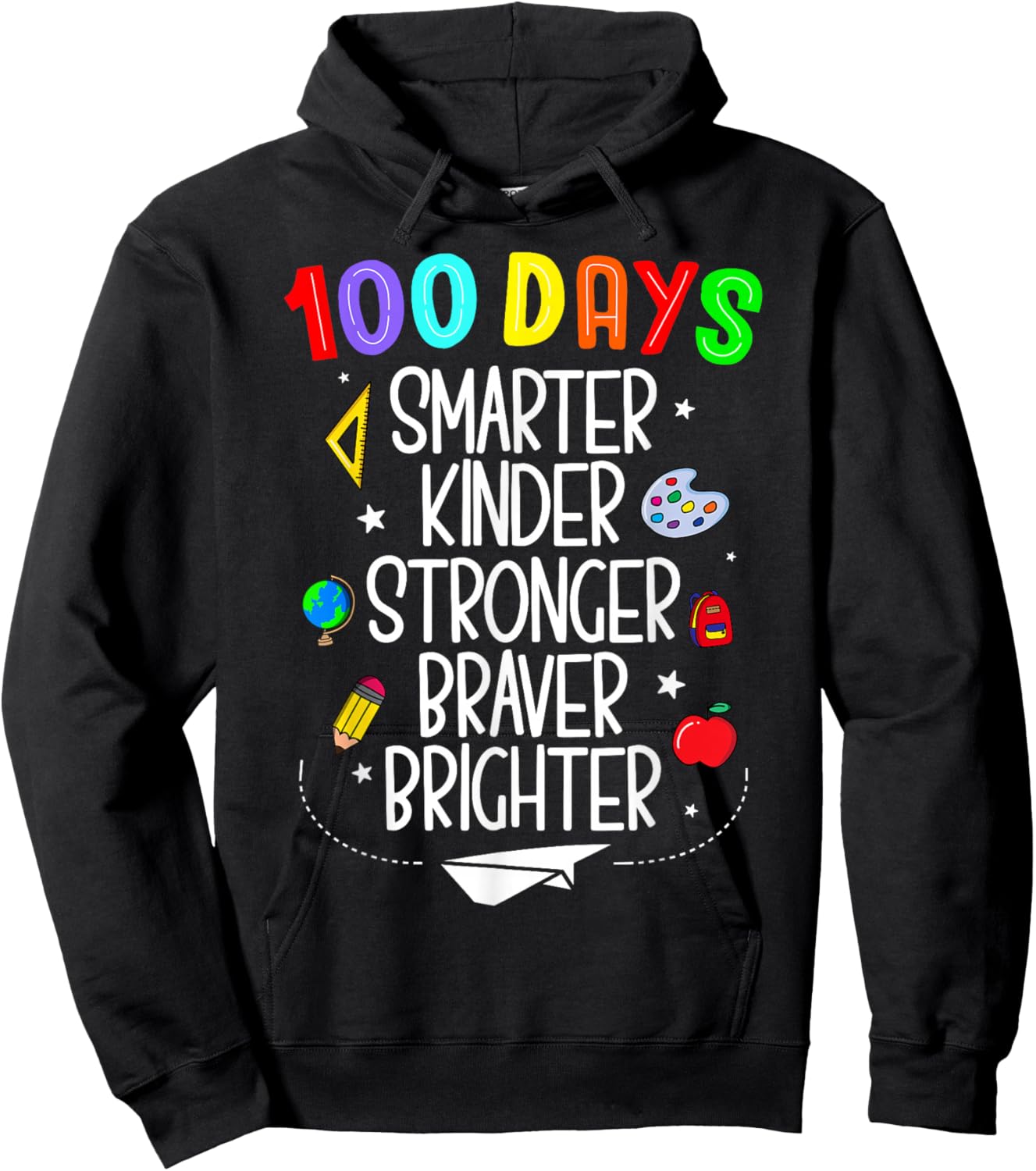 Happy 100 Days of School 100th Day of School Kids Boys Girls Hoodie - Hoodie | Black