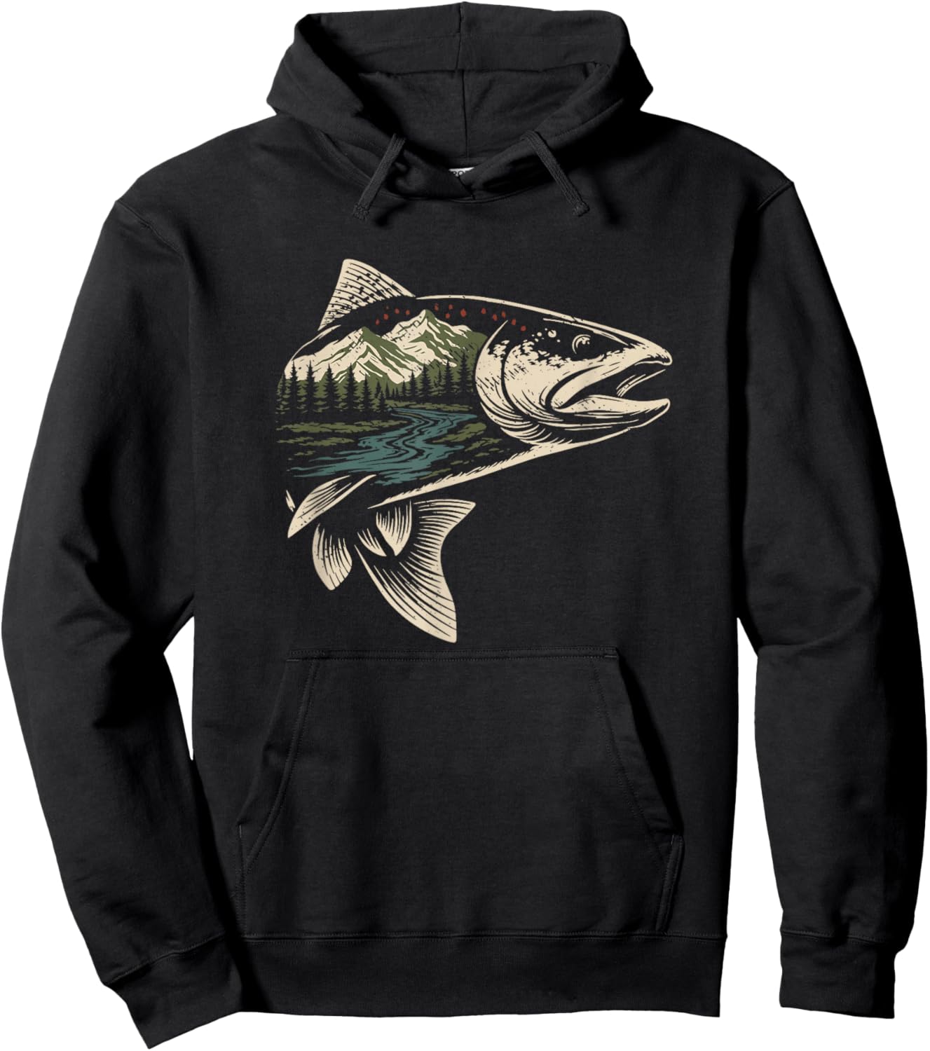 Fly Fishing Trout Nature Hoodie - Hoodie | Black