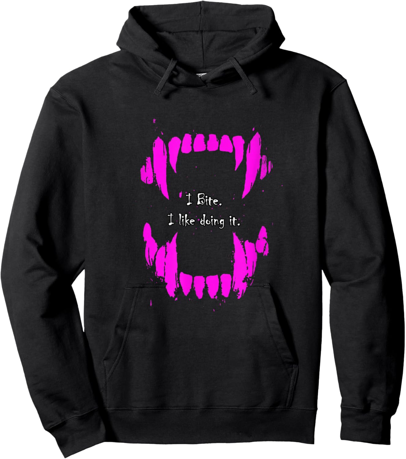 Pink Color I Bite, I Like Doing It Pink Graphic Hoodie - Hoodie | Black