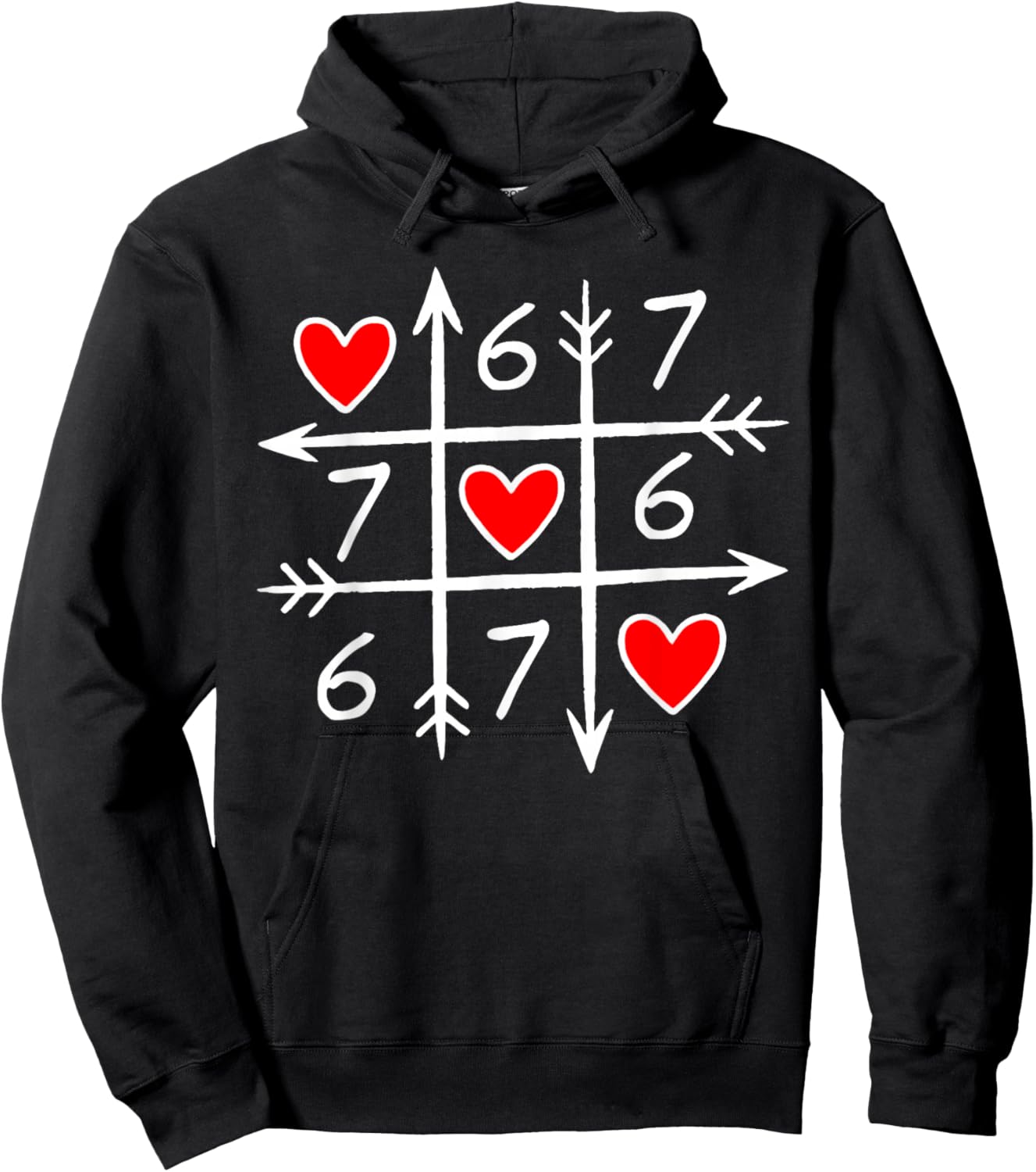 Funny 6 7 Meme Heart Gen Alpha Six Seven 67 Valentine’s Day Hoodie - Hoodie | Black
