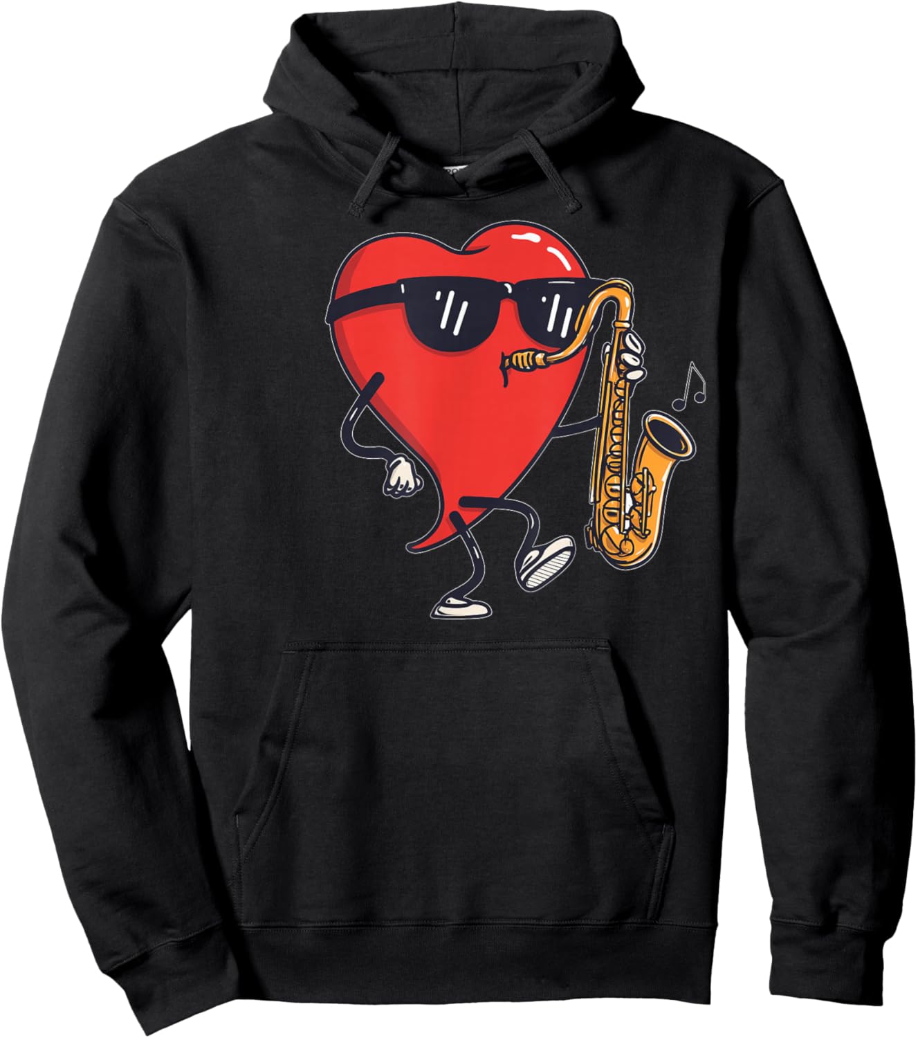 Saxophone Heart Player Saxist Sax Valentine's Day Sunglasses Hoodie - Hoodie | Black
