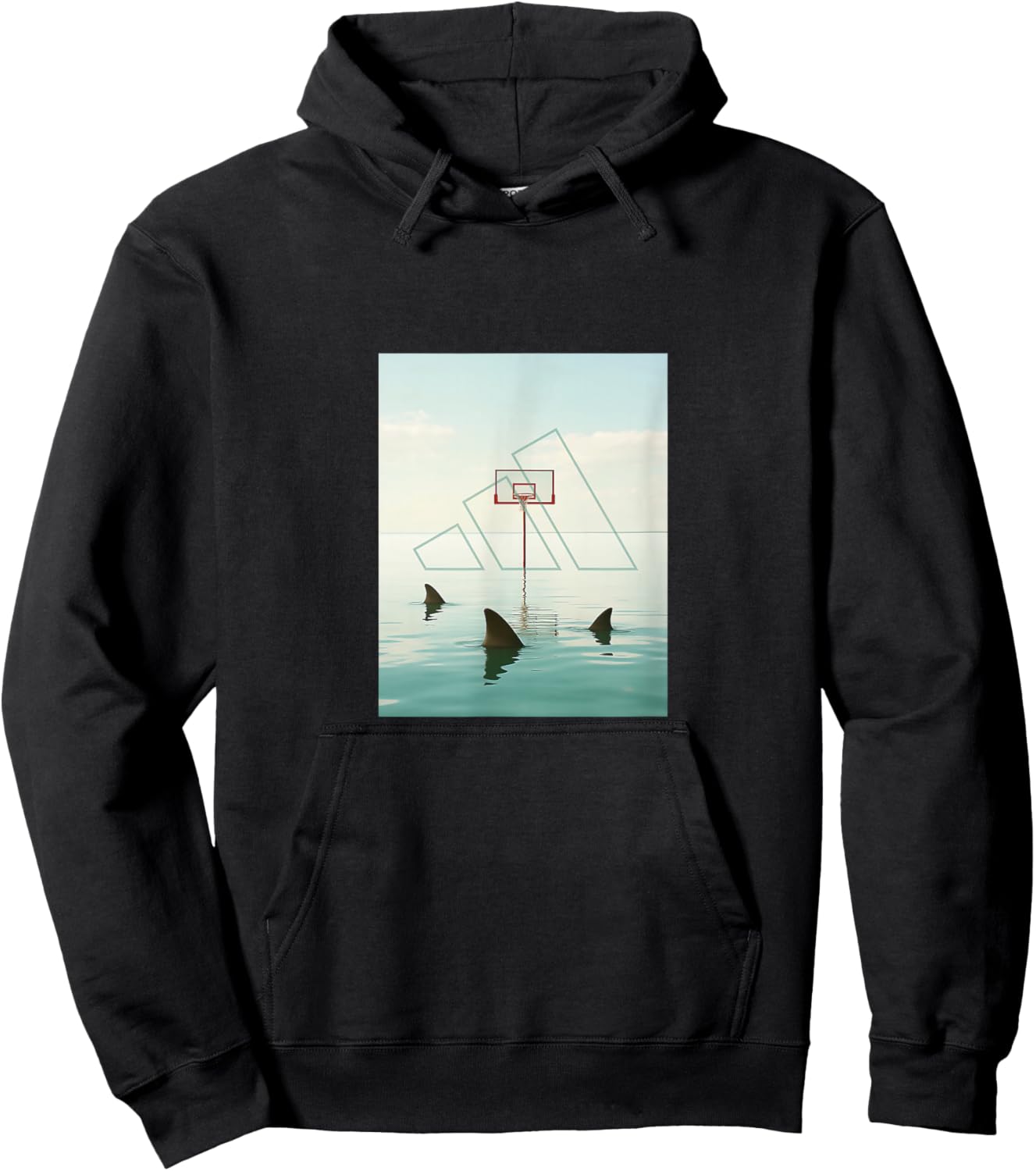 adidas Basketball Shark Hoop Three Stripes Graphic Hoodie - Hoodie | Black