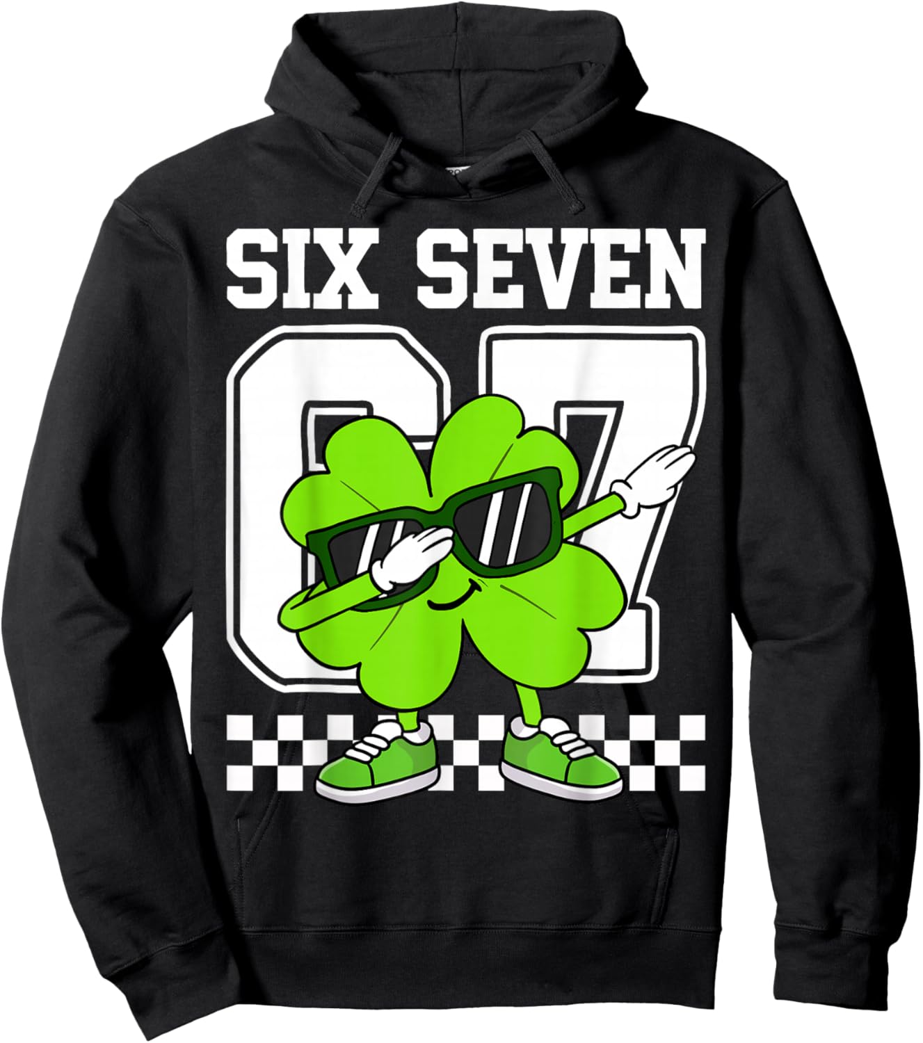 Boys St Patricks Day Dabbing Shamrock Clover 67 Six Seven Hoodie - Hoodie | Black