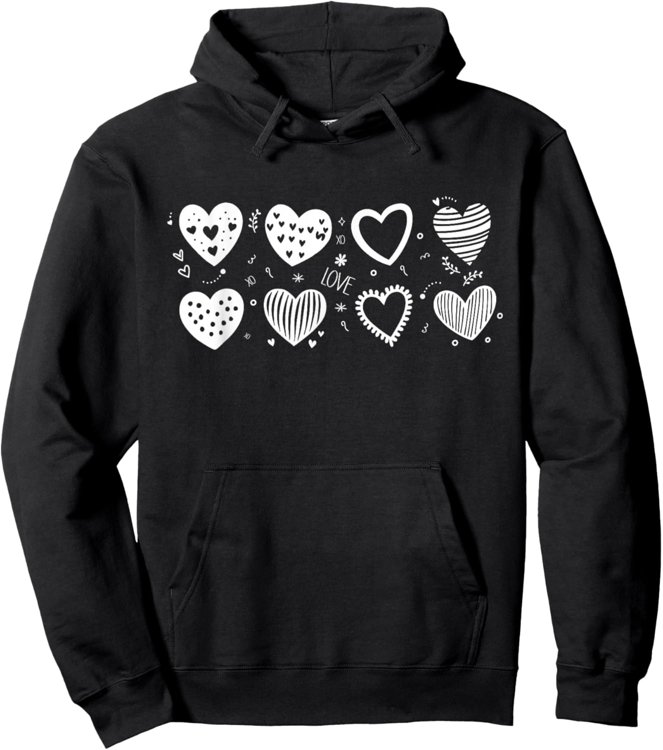 Valentine's Day Hearts Hoodie - Hoodie | Black
