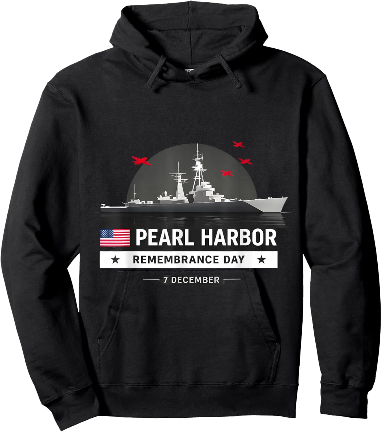 Pearl Harbor Remembrance Day Patriotic Vintage Flag Memorial Hoodie - Hoodie | Black