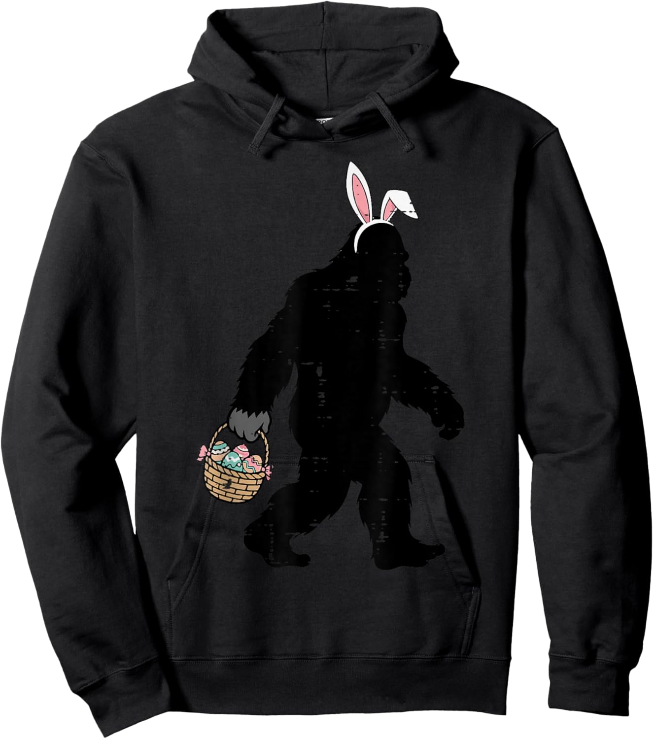 Easter Bigfoot Bunny Ears Basket Sasquatch Men Women Kids Hoodie - Hoodie | Black