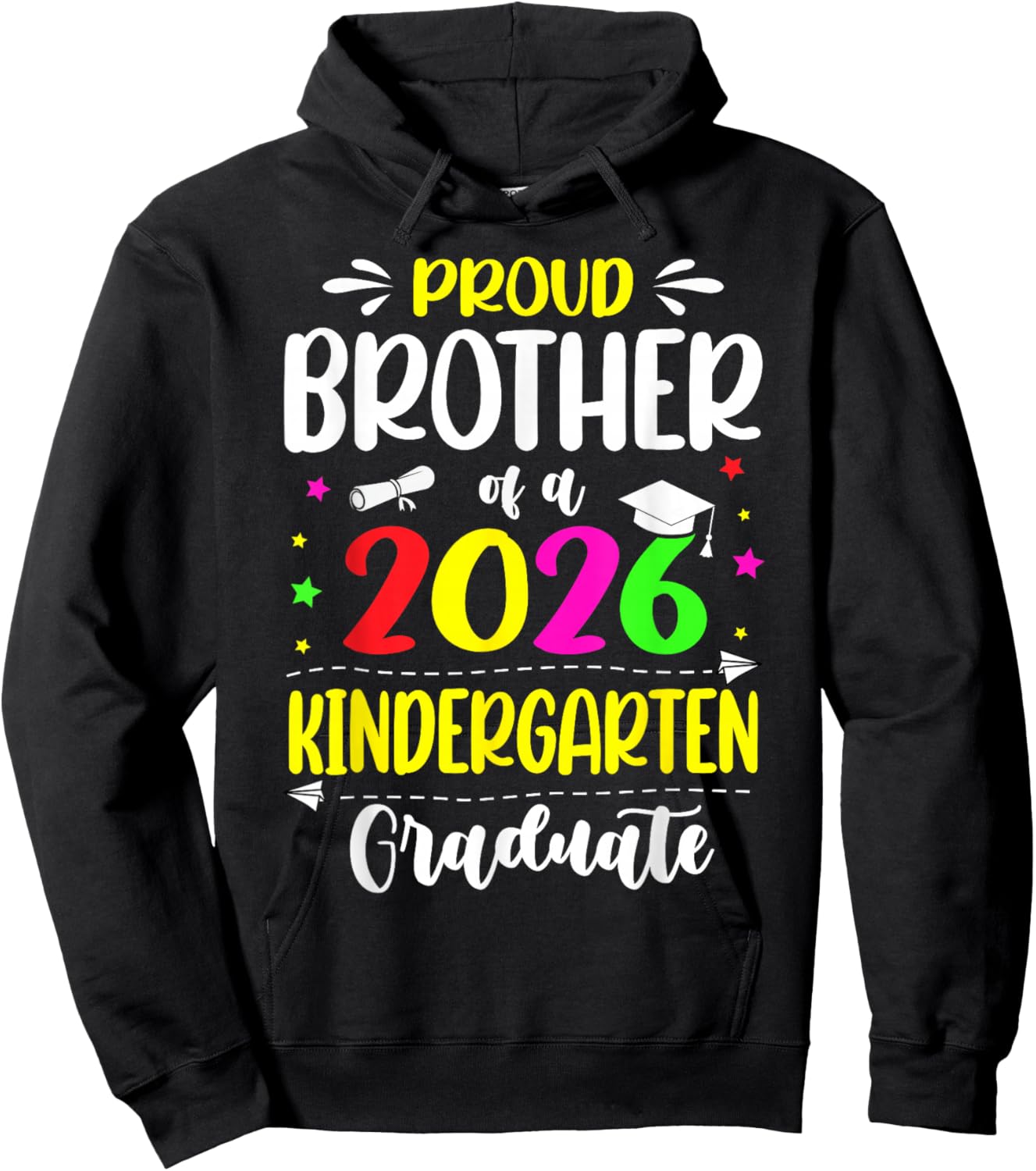 Proud Brother Class of 2026 Kindergarten Graduate Kids Hoodie - Hoodie | Black