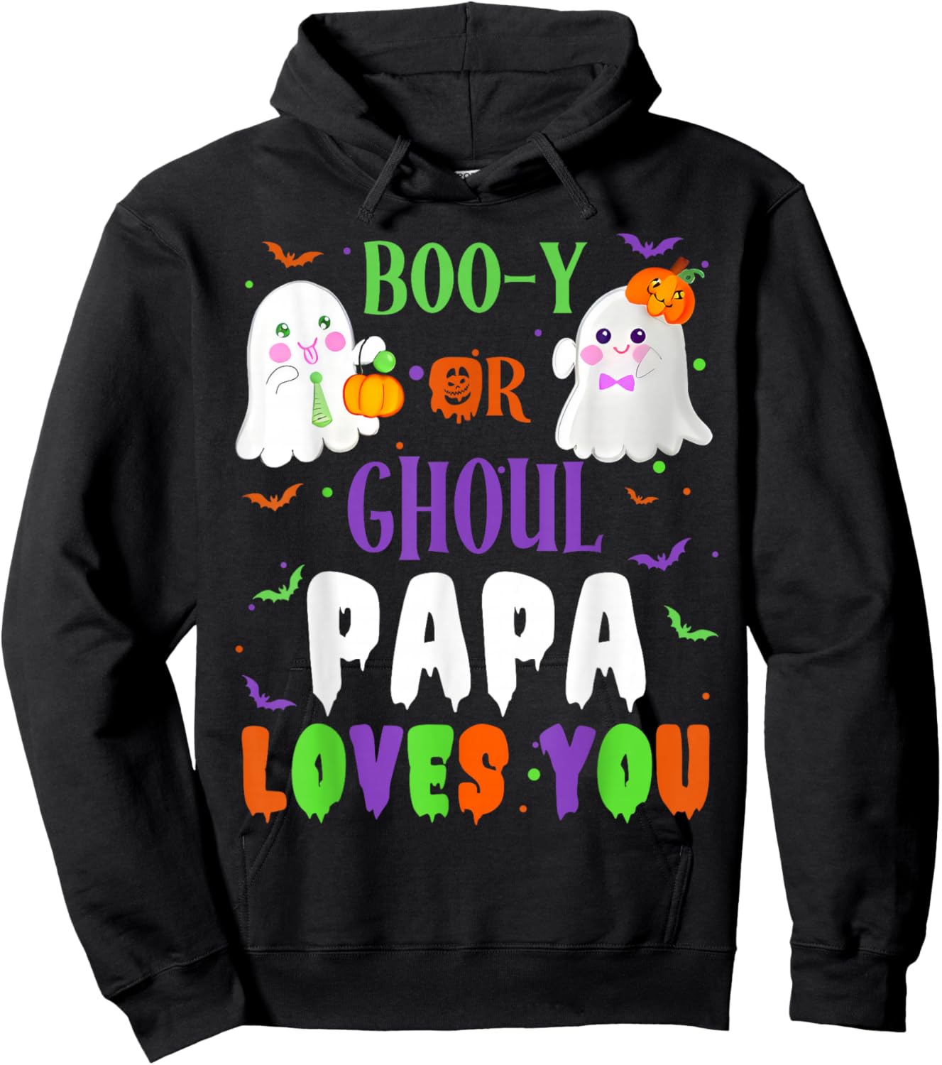 Boo-y Or Ghoul Papa Loves You Boo Halloween Baby Gender Hoodie - Hoodie | Black