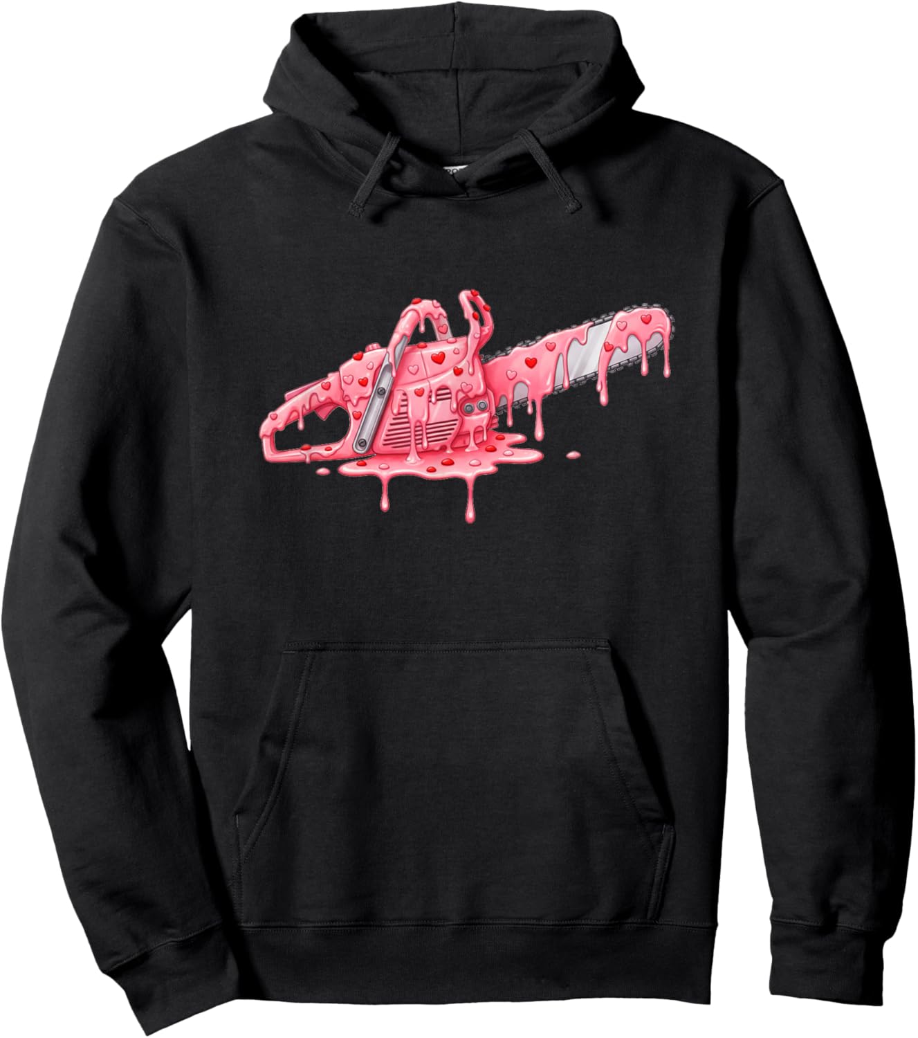 Chainsaw Arborist Valentines Day Ice Cream Drip Heart Hoodie - Hoodie | Black