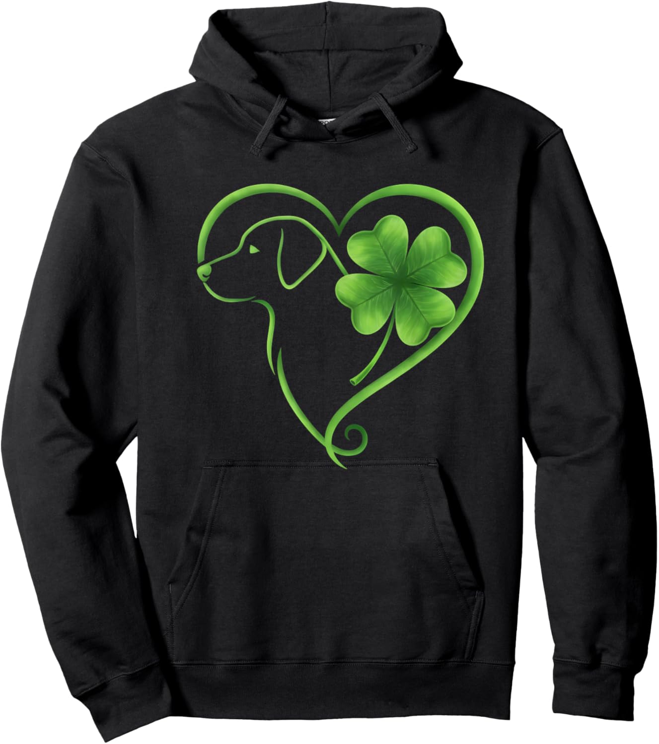 Labrador Retriever Shamrock Heart St Patricks Day Women Men Hoodie - Hoodie | Black