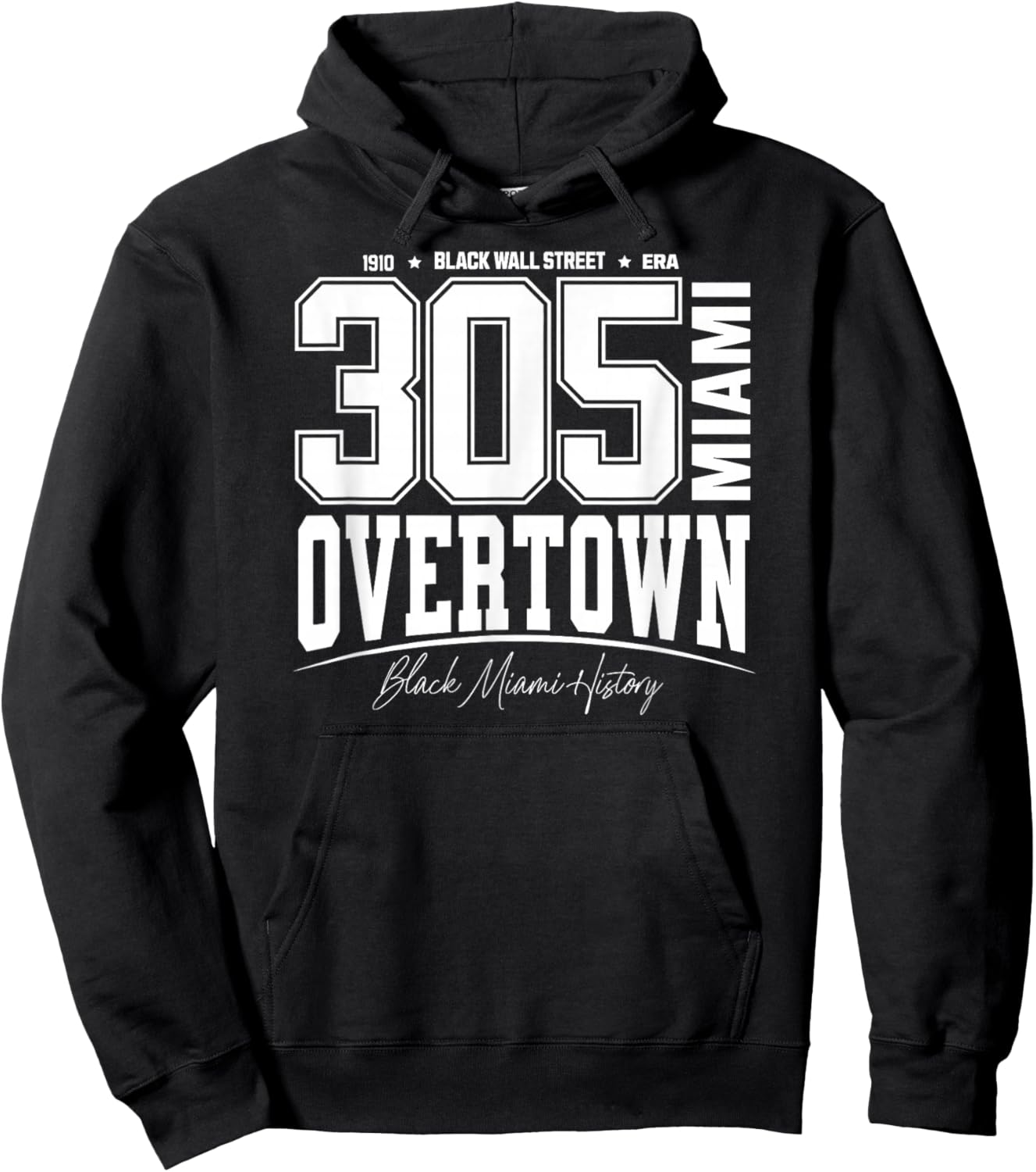 305 Miami FL Overtown Black Wall Street Era Varsity Hoodie - Hoodie | Black