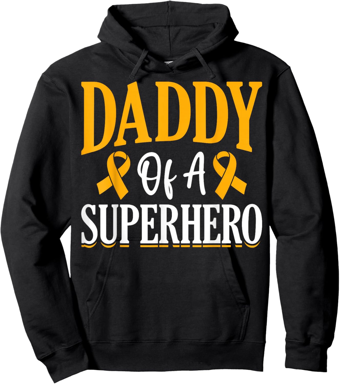 Daddy of A Superhero Childhood Cancer Survivor Gold Ribbon Hoodie - Hoodie | Black