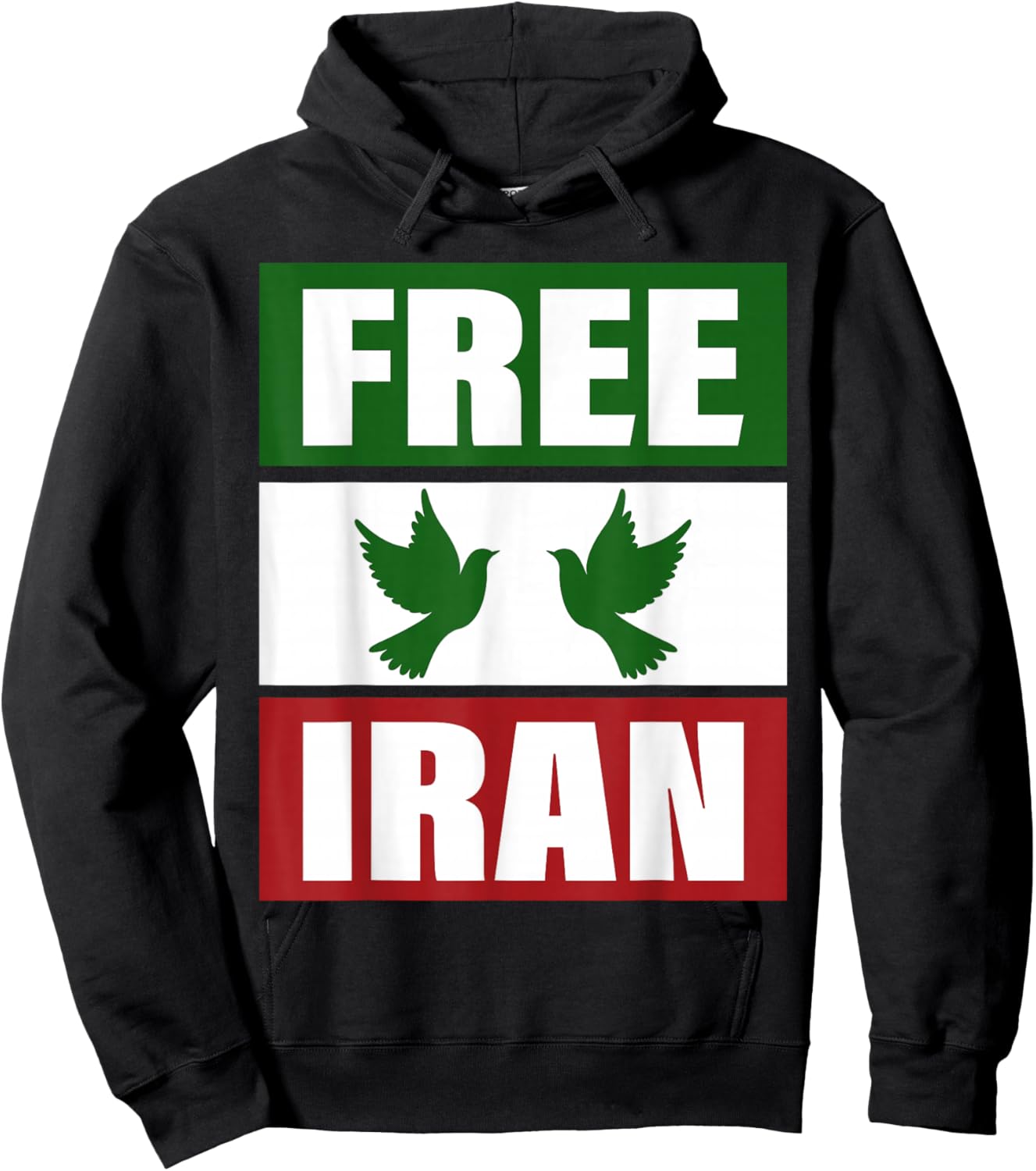 Free Iran Shirt Freedom Peace Iranian Flag Colors Iran Azadi Hoodie - Hoodie | Black