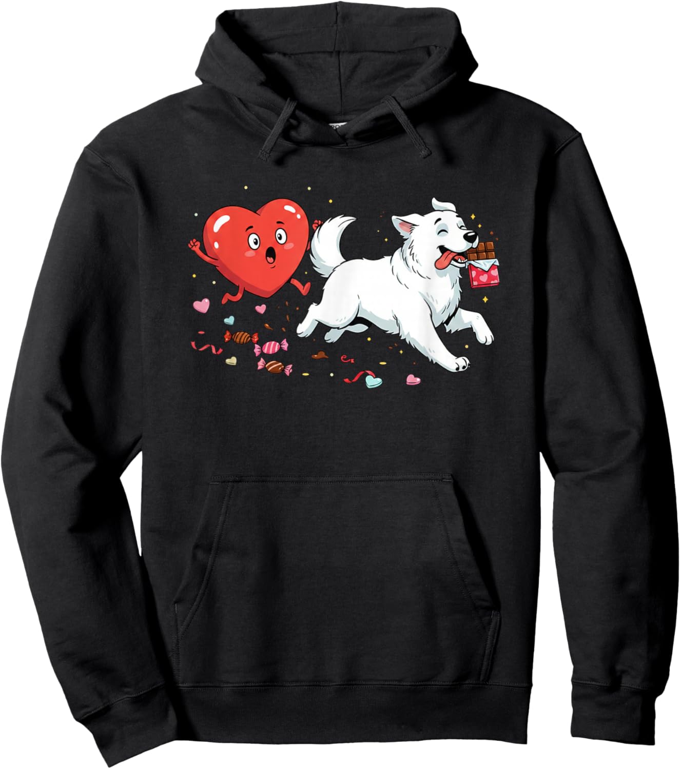 Funny Great Pyrenees Heart Valentine Dog Kids Hoodie - Hoodie | Black