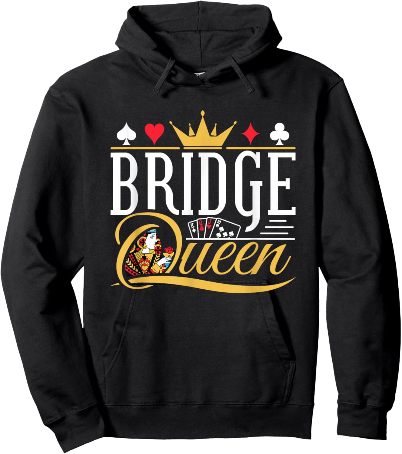 Bridge Queen Card Game Bridge Partner Player Women Hoodie - Hoodie | Black