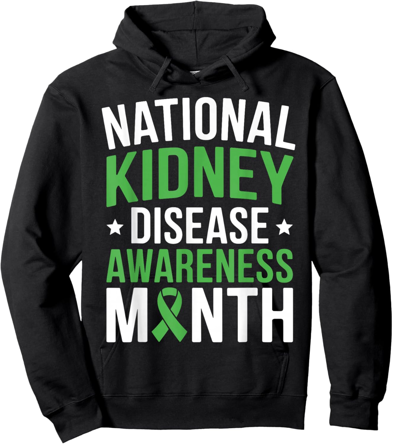 National Kidney Disease Awareness Month PKD Green Ribbon Hoodie - Hoodie | Black
