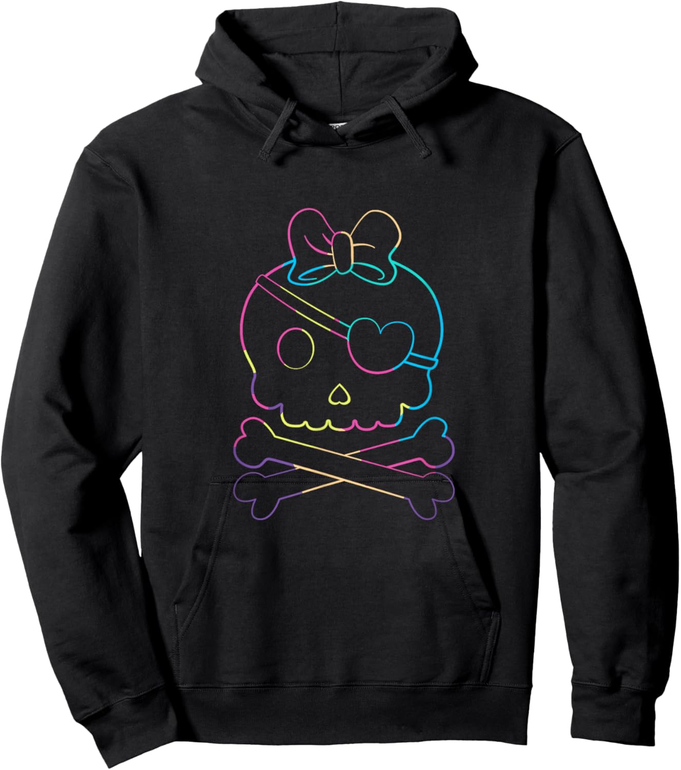 Pirate Skeleton Halloween Cute Pirate Girl Hoodie - Hoodie | Black