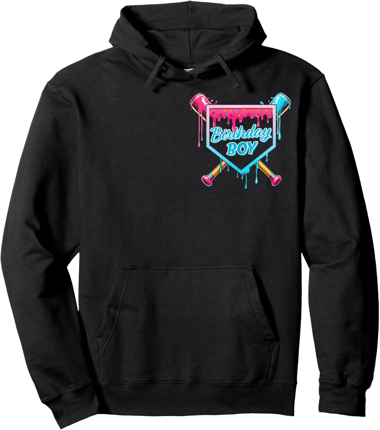 Baseball 6 Year Old Ice Cream Drip 6th Birthday Boy Number 6 Hoodie - Hoodie | Black